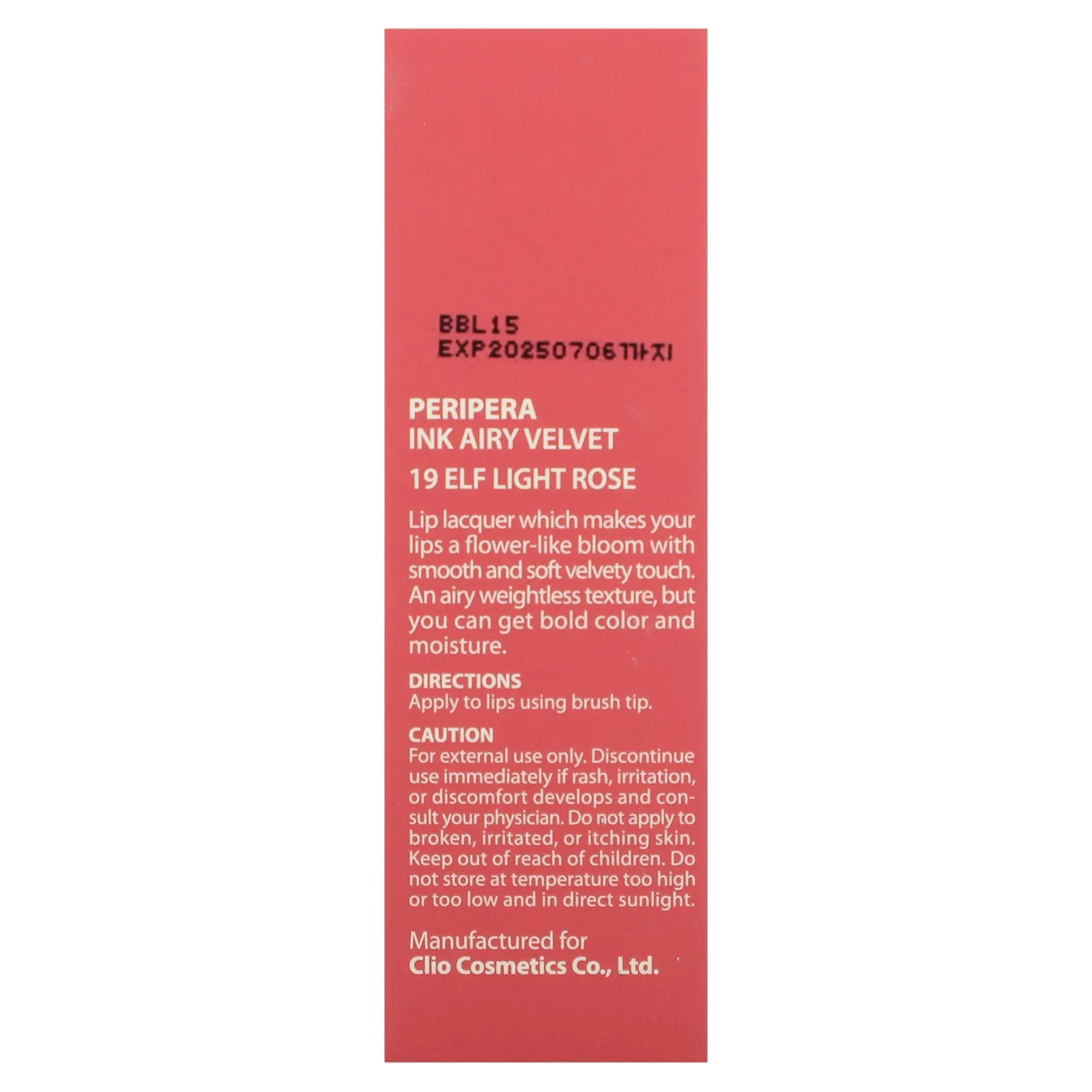 Peripera, Ink Airy бархатный тинт для губ, оттенок 19, светло-розовый, 4 г (0,14 унции)