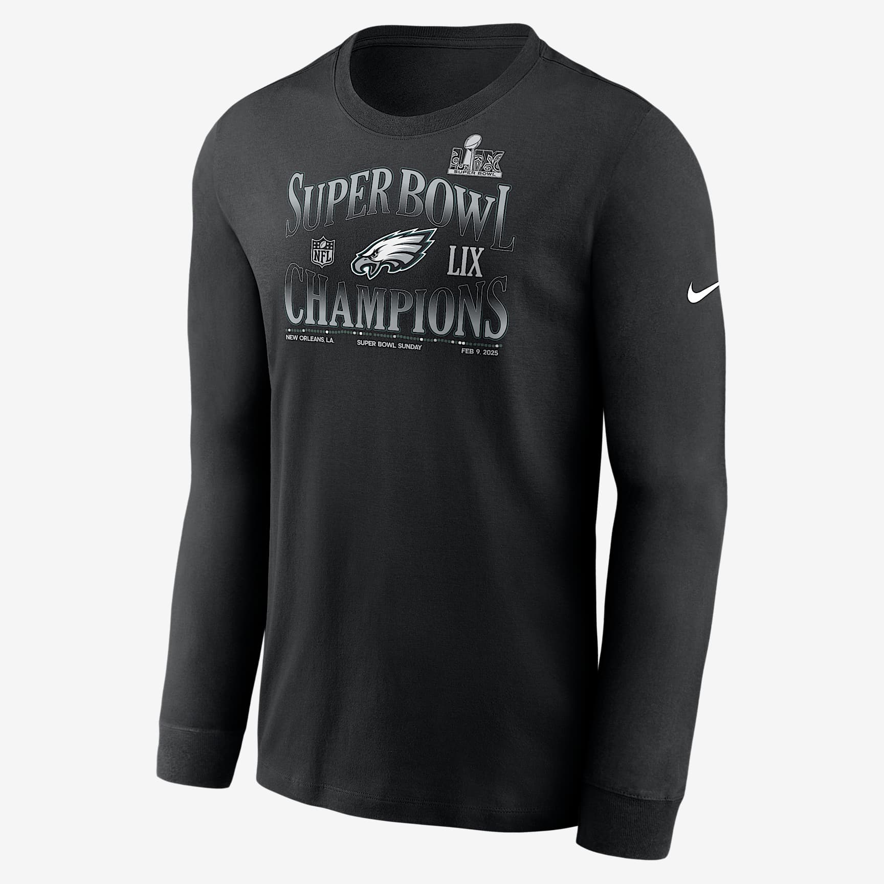Philadelphia Eagles Super Bowl LIX Champions '90s Inspired Men's Nike NFL Long-Sleeve T-Shirt