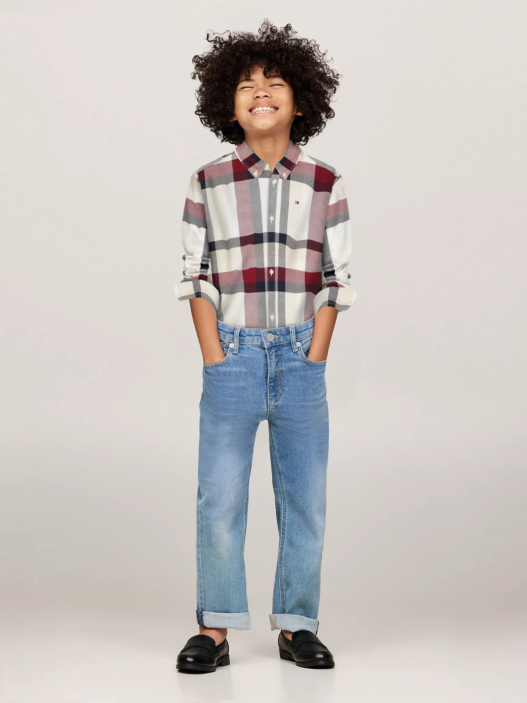 Рубашка для мальчика Tommy Hilfiger, Детская клетчатая рубашка с длинным рукавом и эластичностью