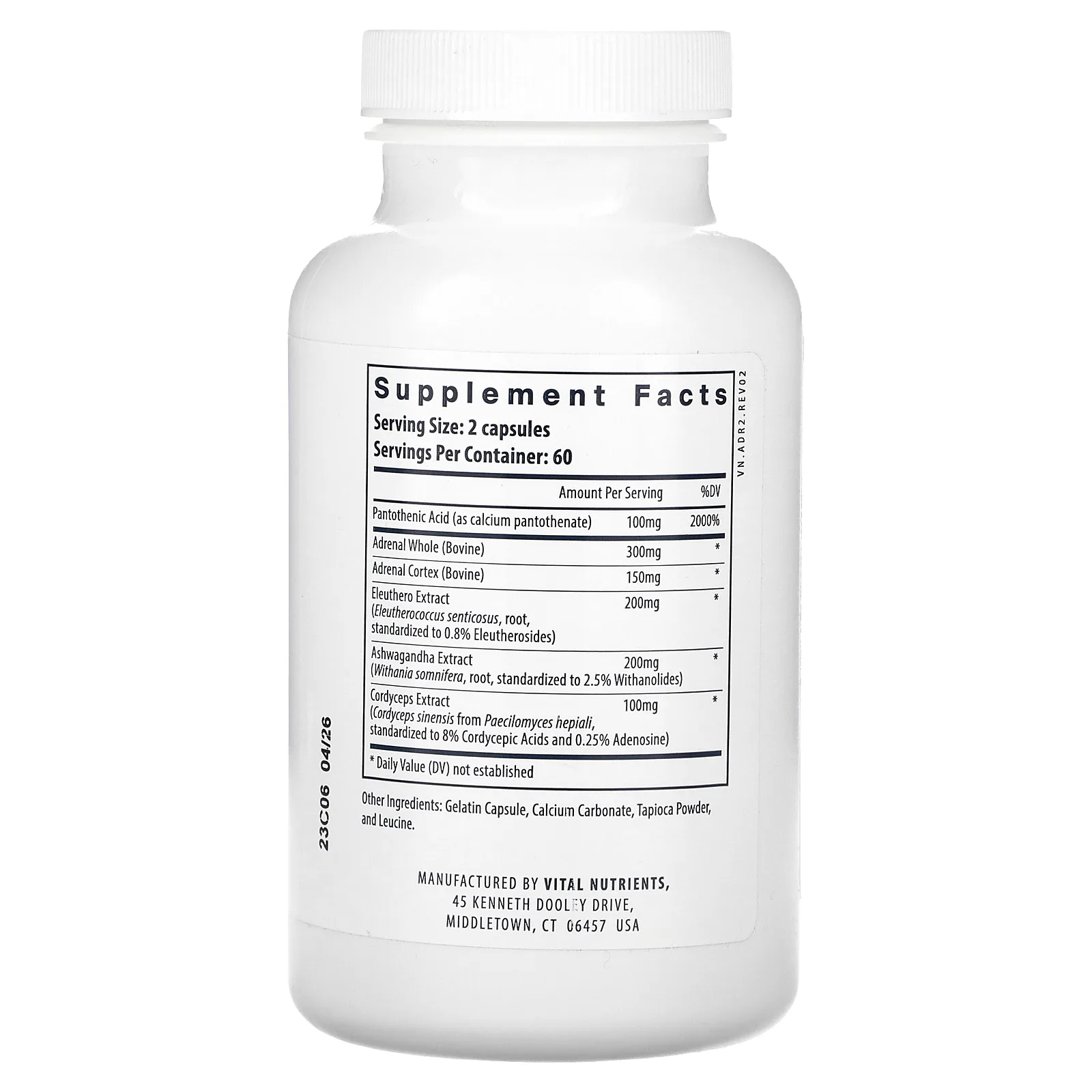 Vital Nutrients, Поддержка надпочечников, 120 капсул