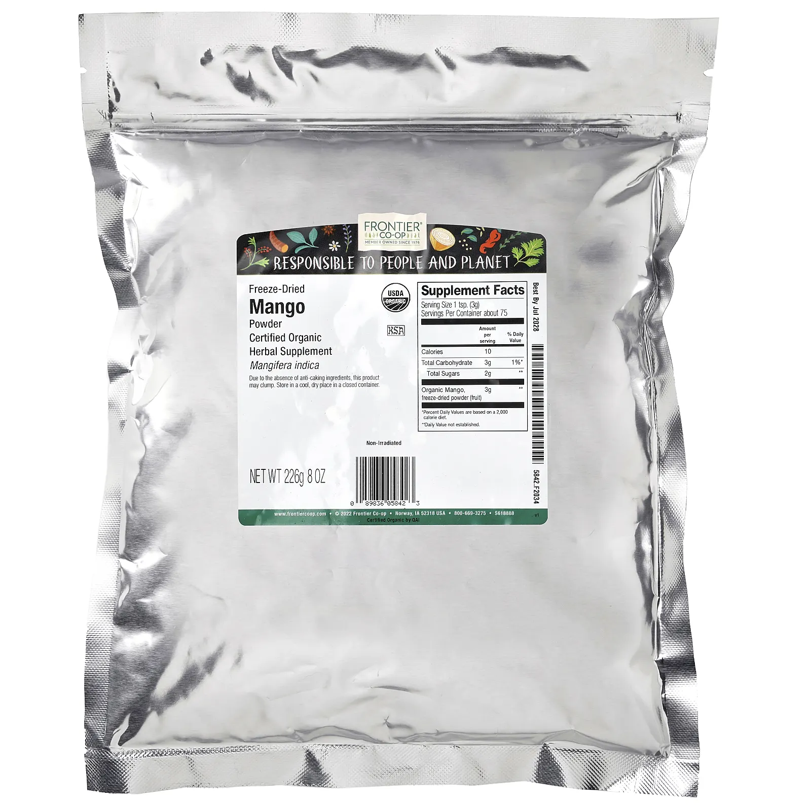 Frontier Co-op, порошок из органического сублимированного манго, 226 г (8 унций)