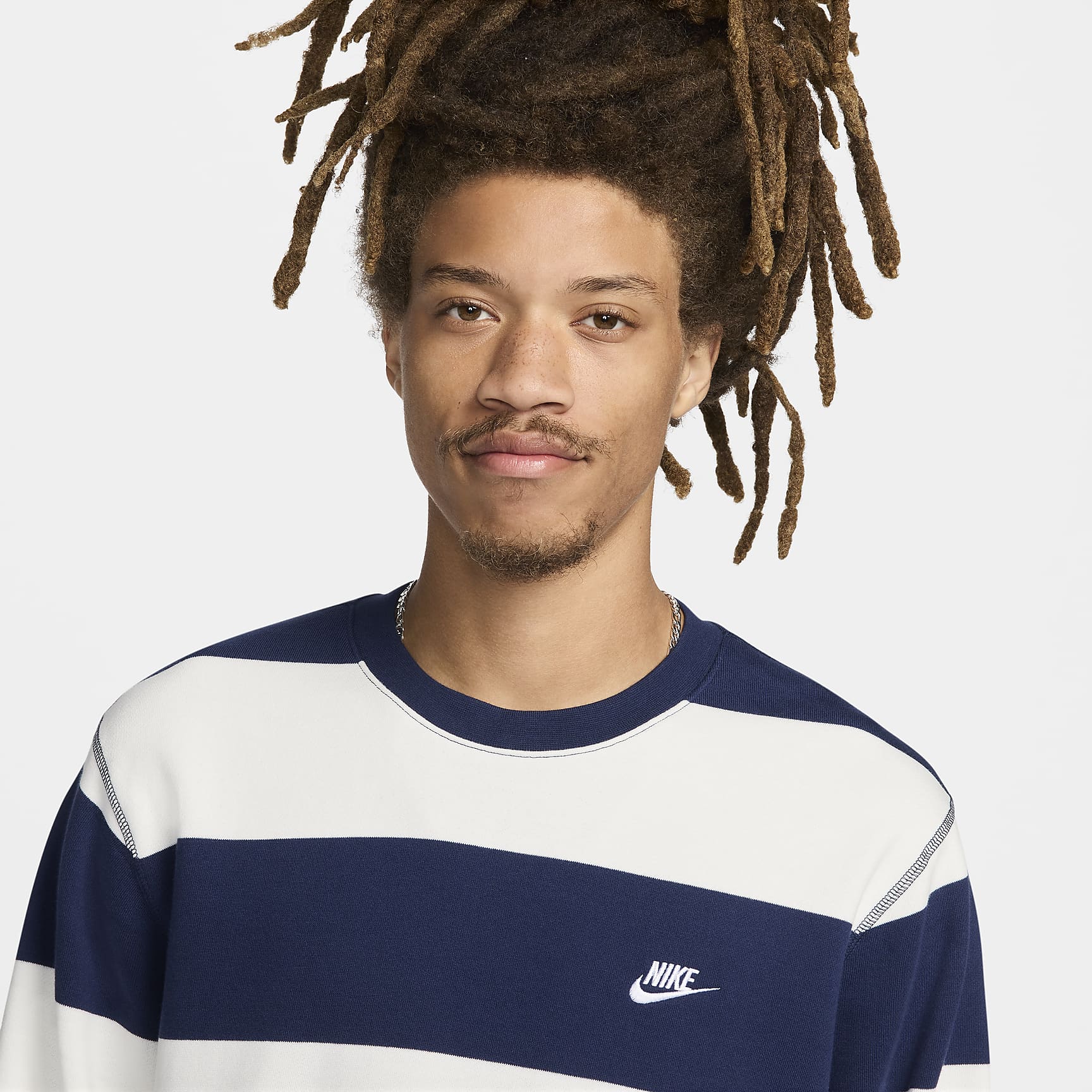 Nike Club Fleece Men's Striped Heavyweight French Terry Crew