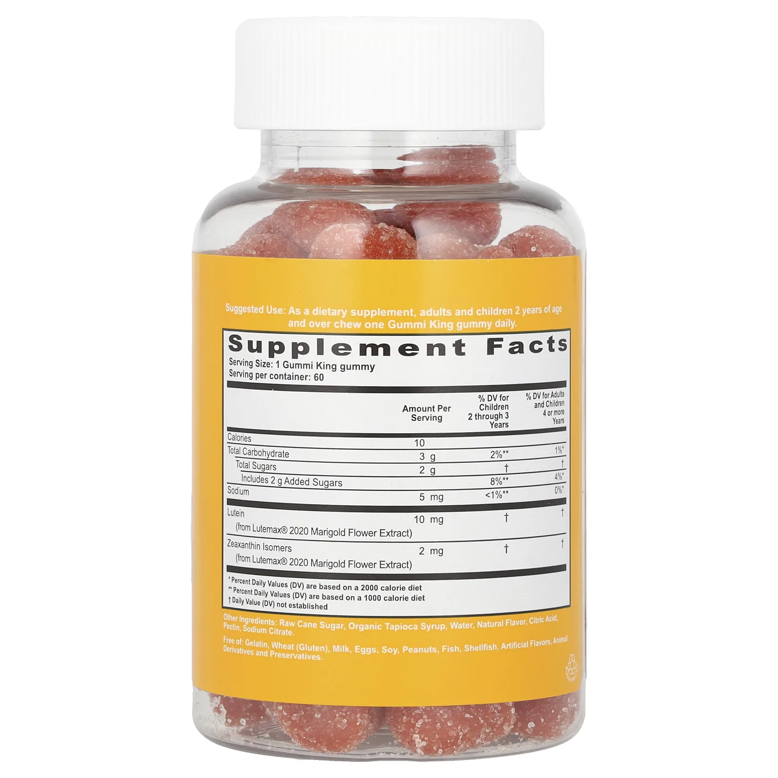 GummiKing, жевательная добавка с лютеином и зеаксантином для детей, со вкусом манго, 60 жевательных таблеток