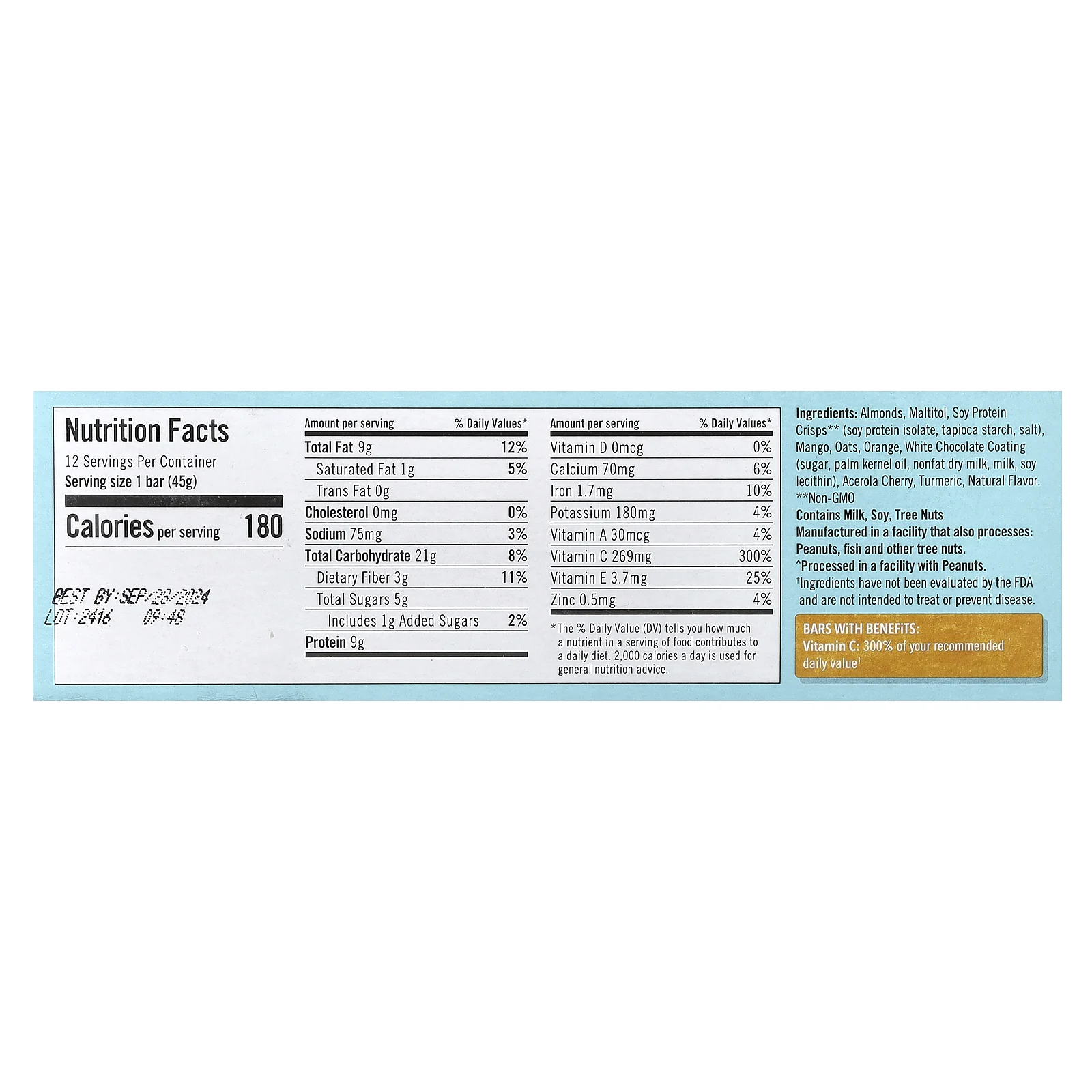 JiMMY!, Be Well Bars With Benefits, Immune Citrus Burst, 12 протеиновых батончиков, 45 г (1,58 унции)