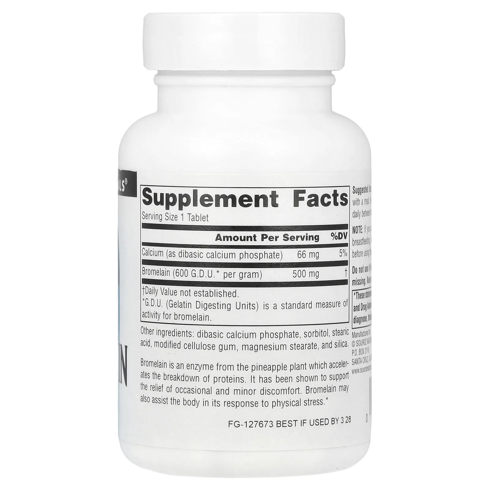 Source Naturals, Бромелаин 600 ГДУ / грамм, 500 мг, 60 таблеток