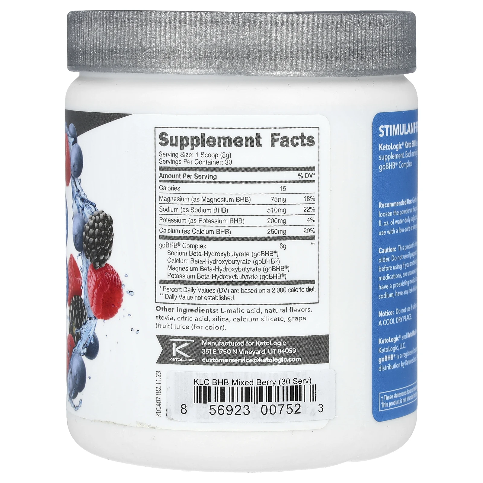 KetoLogic, Keto BHB, ягодное ассорти, 246 г (8,8 унции)