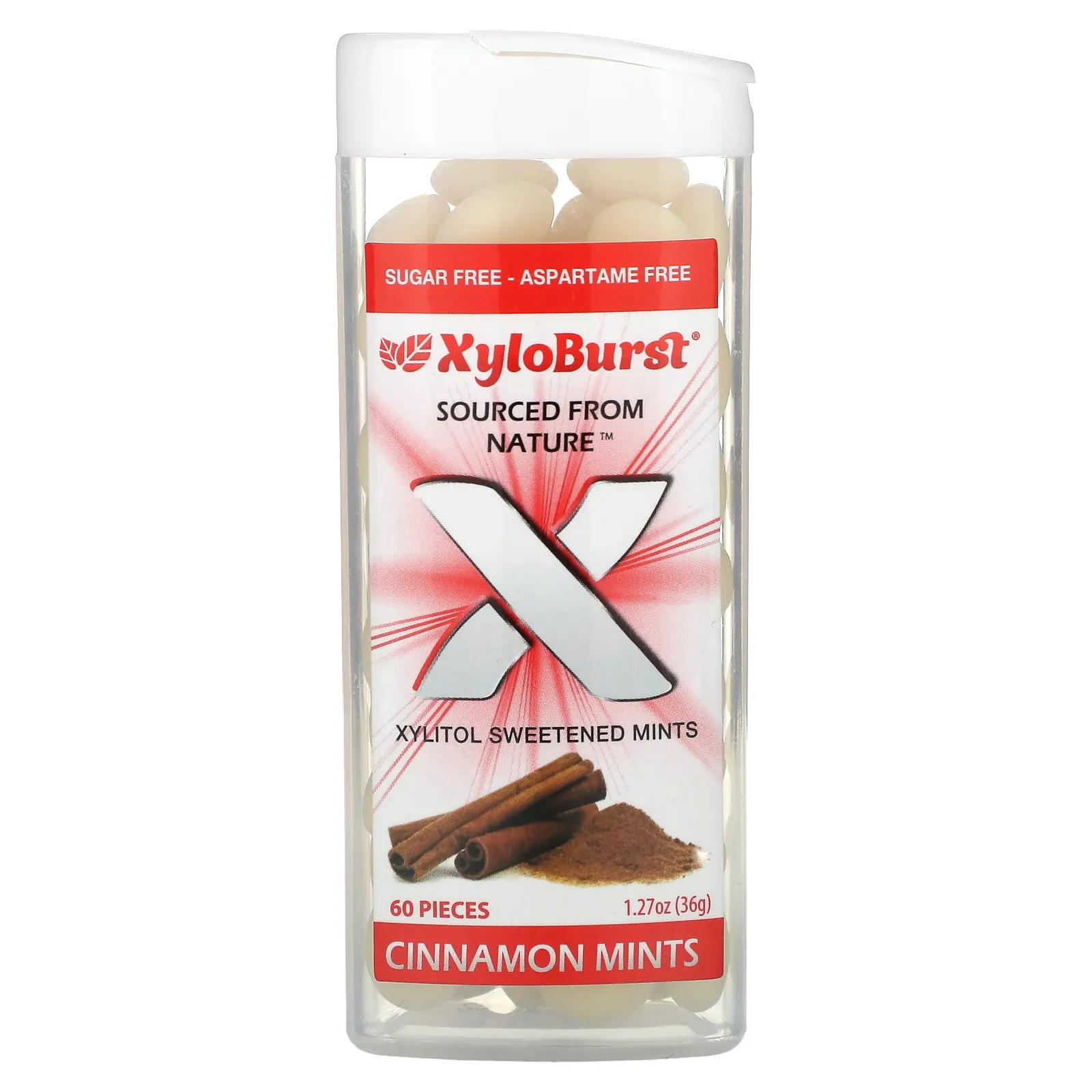 Xyloburst, подслащенные ксилитолом мятные конфеты, со вкусом корицы, 60 шт., 36 г (1,27 унции)