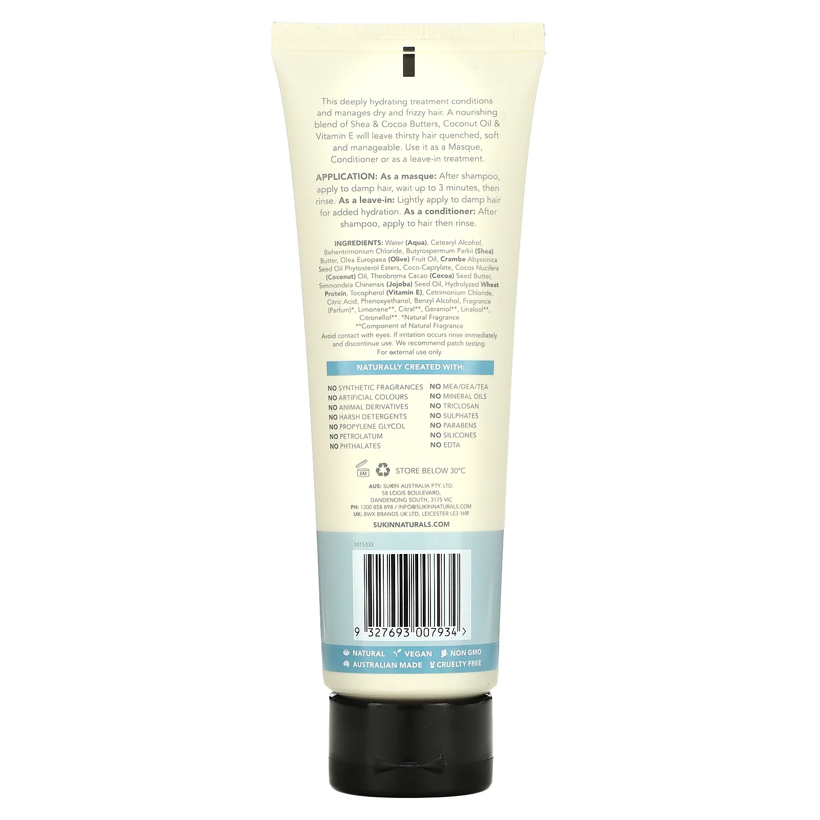 Sukin, Увлажняющая восстанавливающая маска для волос, уход за волосами, 6,76 жидких унций (200 мл)