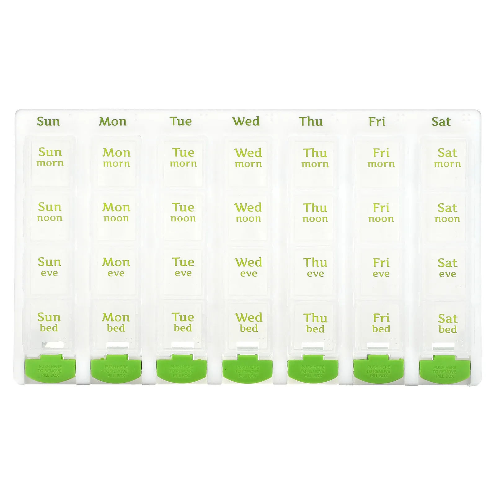 Ezy Dose, ежедневник, 4 раза в день, с кнопкой Pop-Out, зеленый, 1 шт.