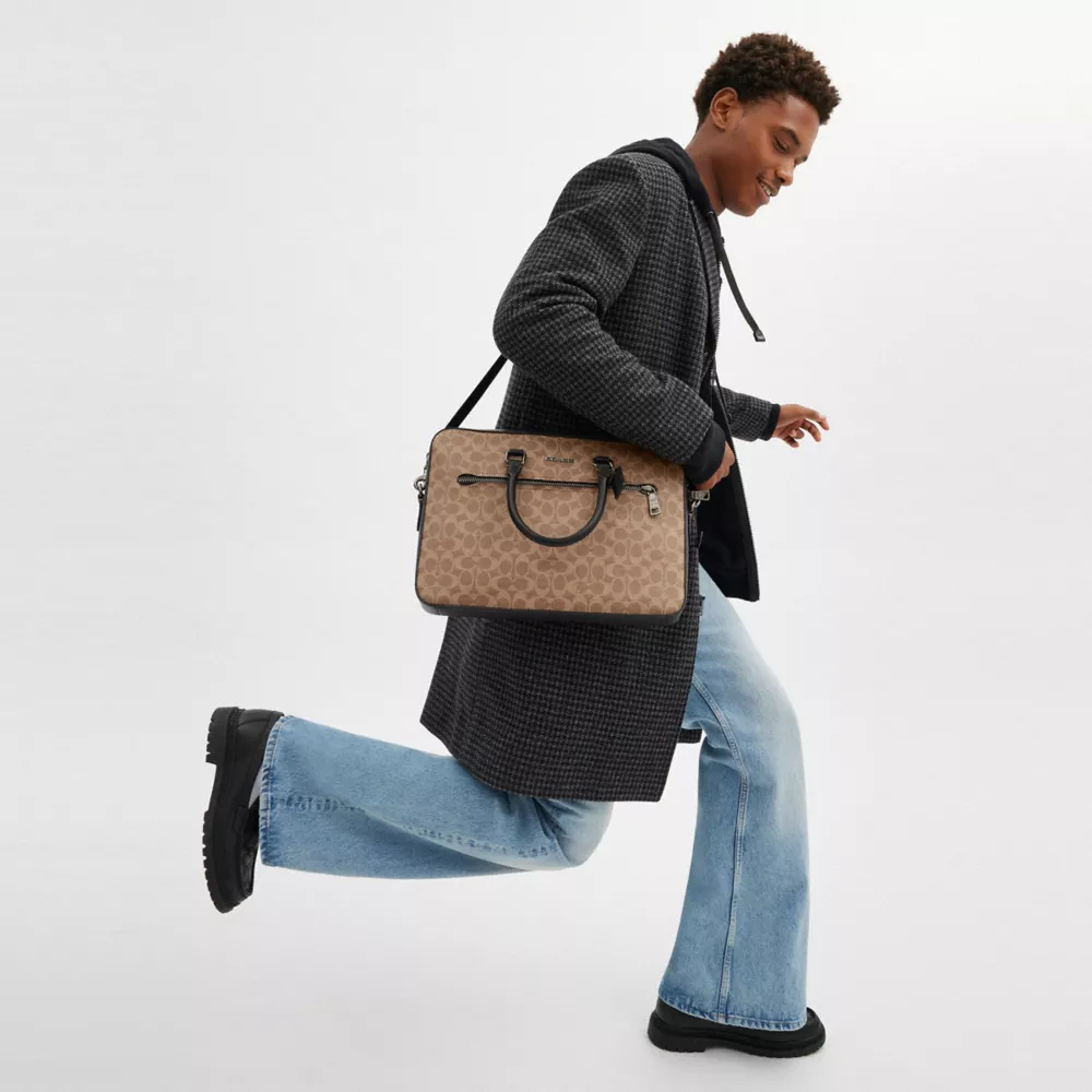 Сумка COACH Ethan Slim Brief In Signature Canvas