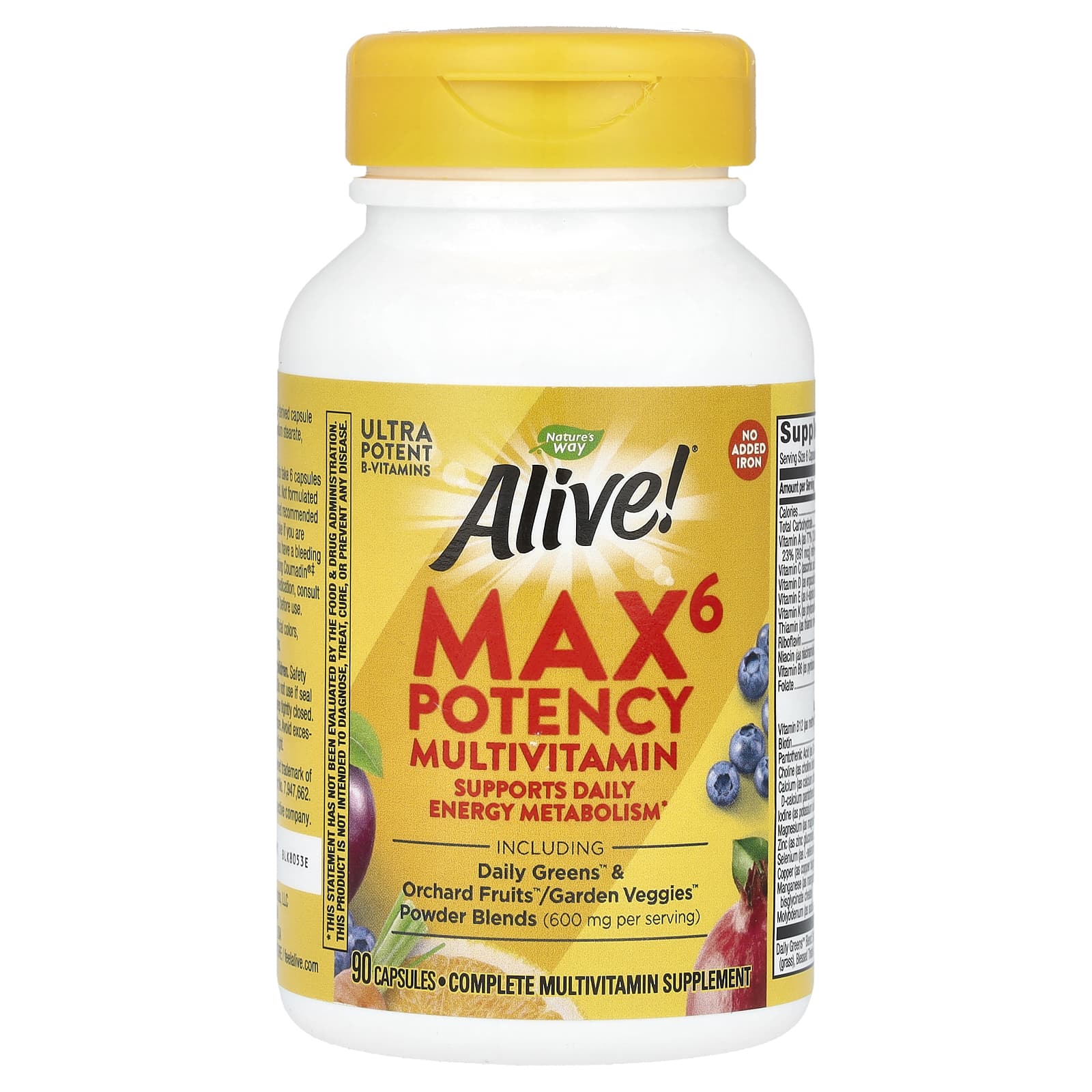 Nature's Way, Alive! Max6 Potency, мультивитамины повышенной эффективности, без добавления железа, 90 капсул