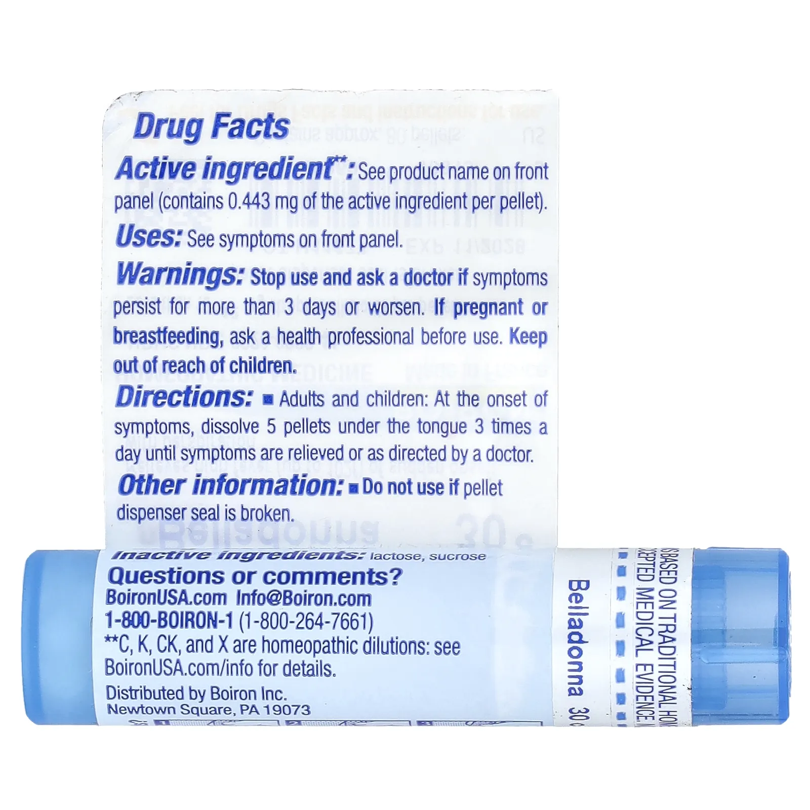 Boiron, Belladonna, 30C, примерно 80 гранул