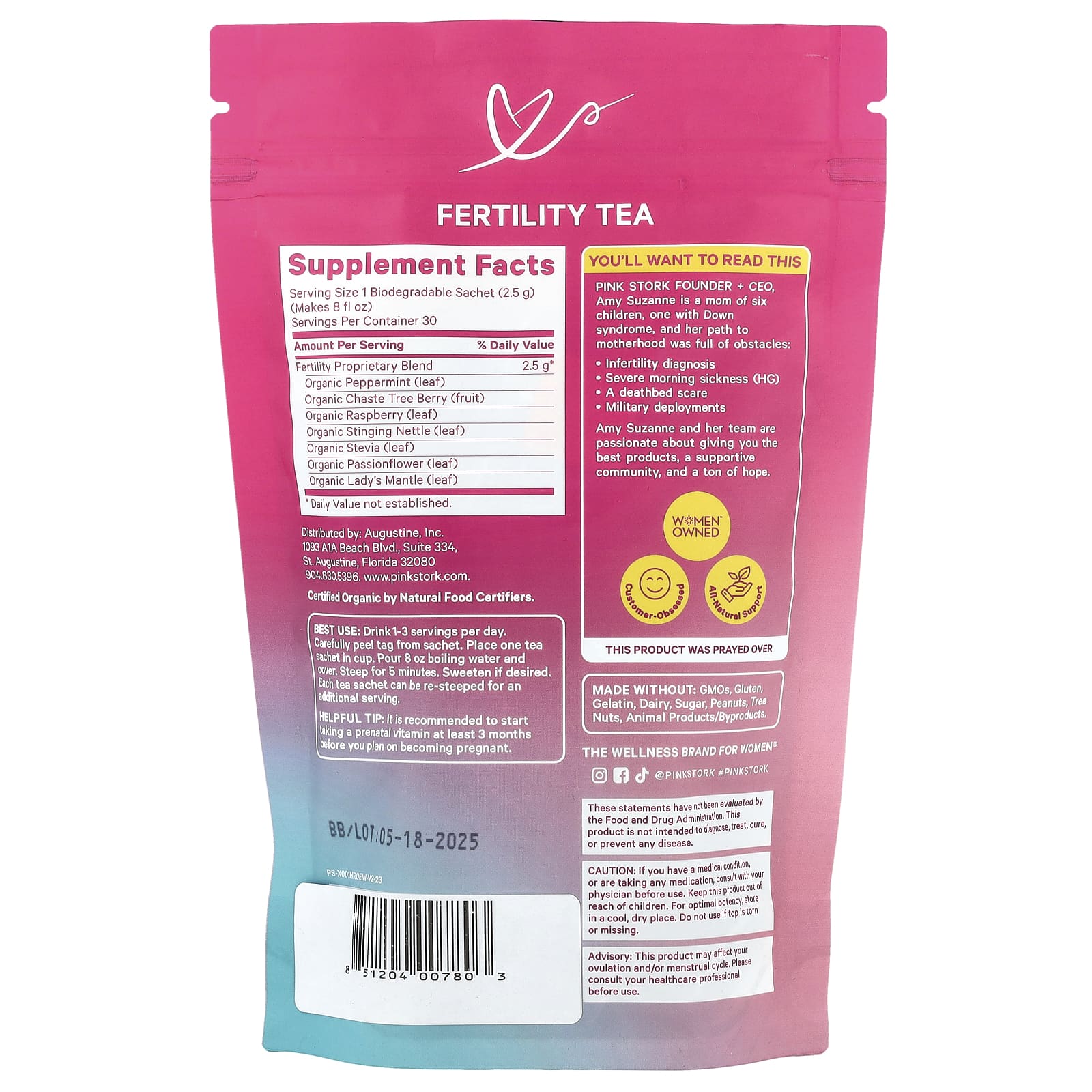 Pink Stork, Fertility Tea, сладкая мята, 15 пакетиков, 37,5 г (1,3 унции)