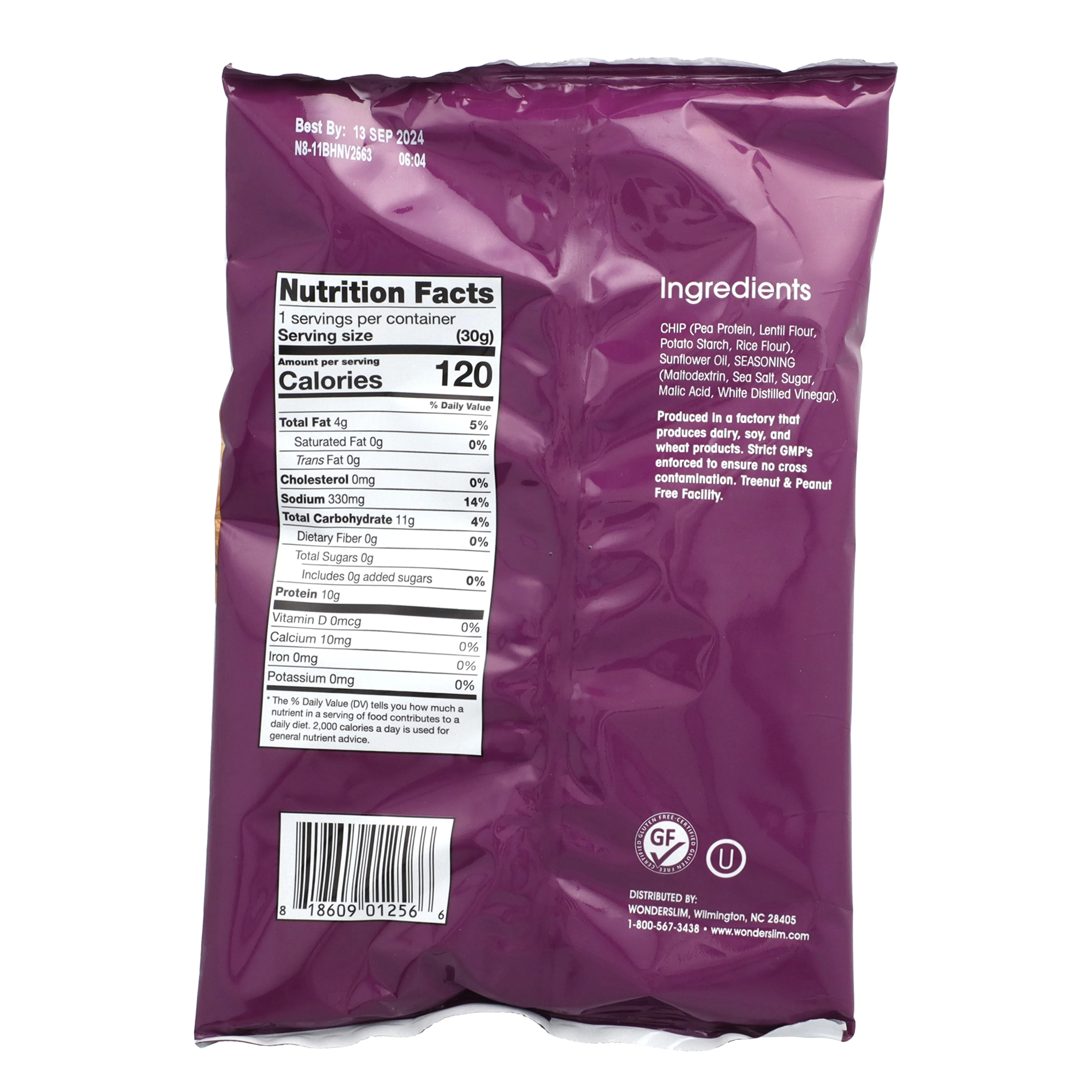 WonderSlim, чипсы из горохового протеина, соль и уксус, 6 пакетиков по 30 г (1 унции)