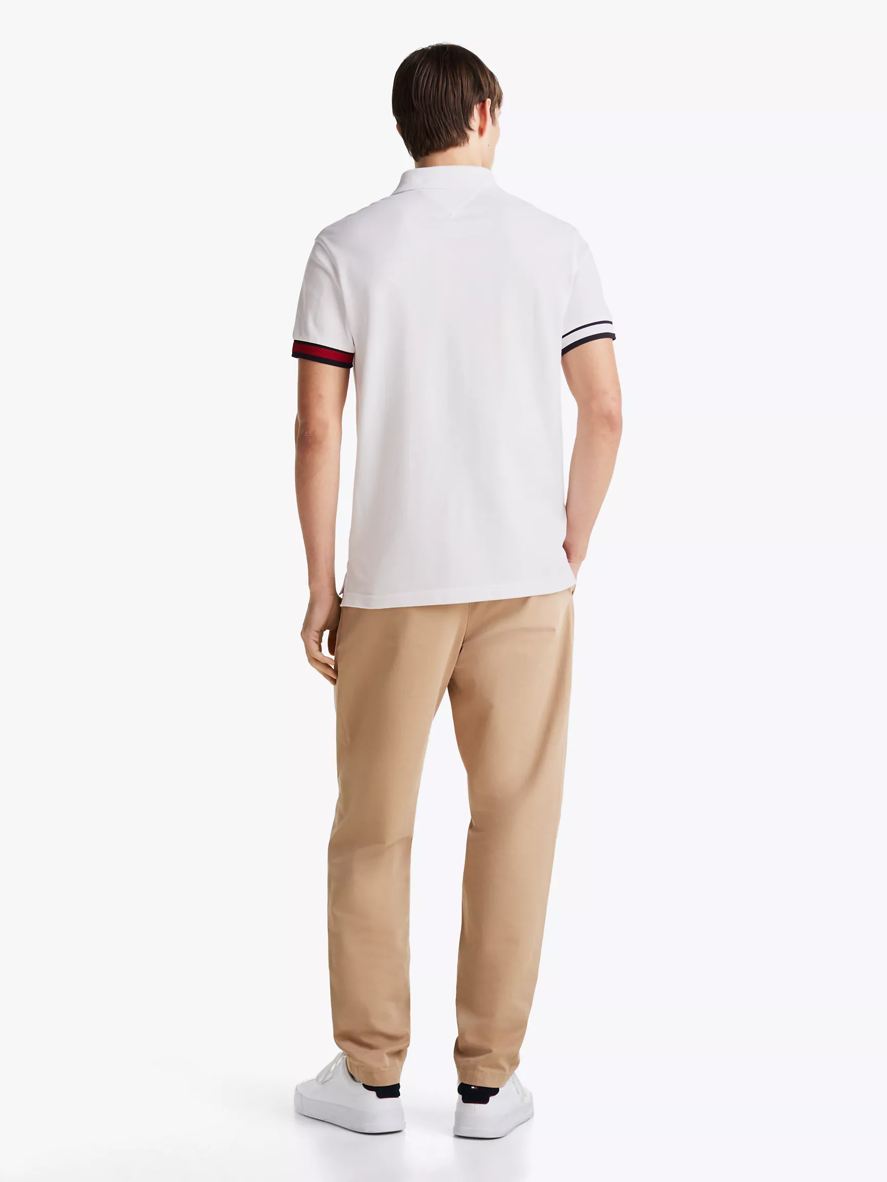 Мужское поло Tommy Hilfiger, Приталенное поло с логотипом флага на манжетах