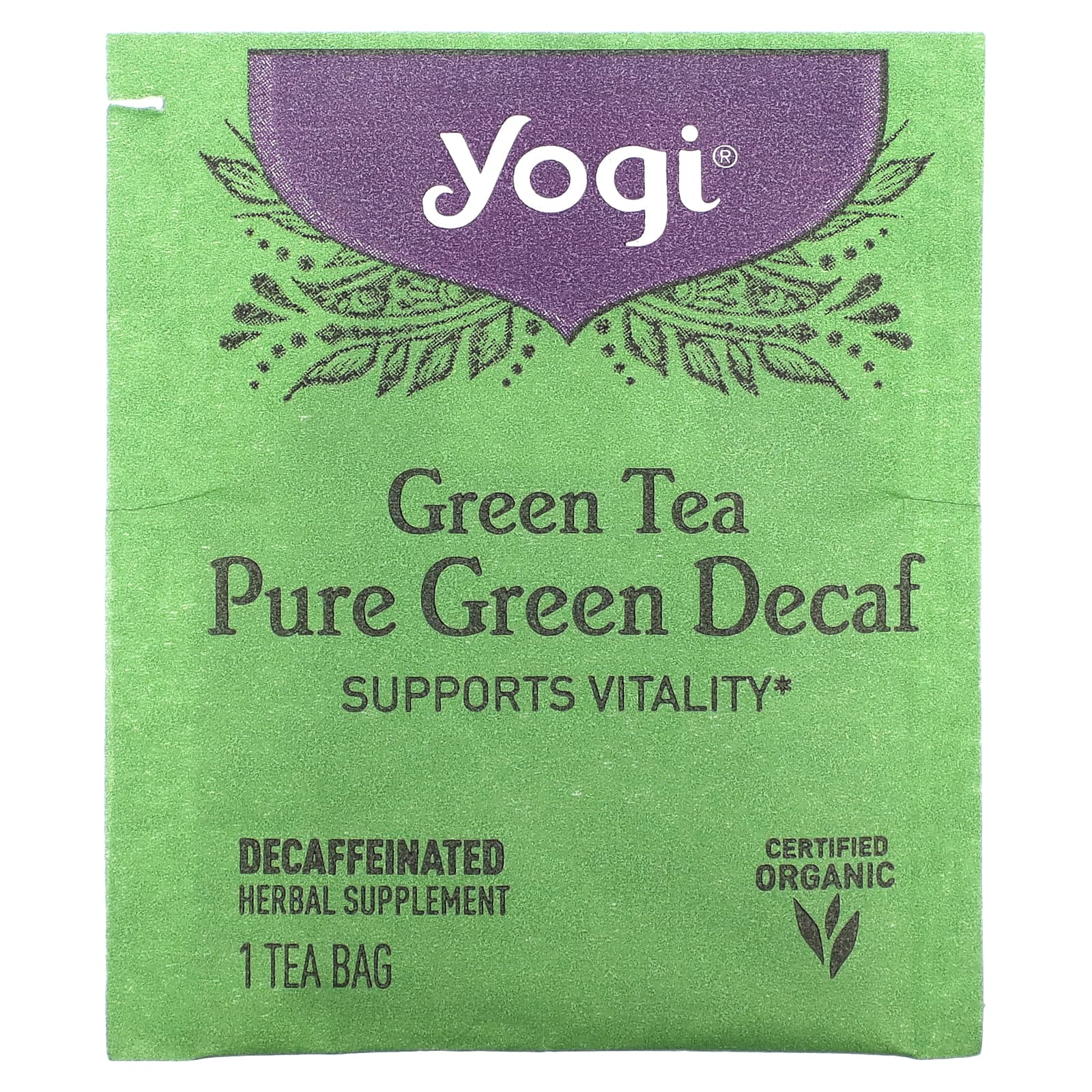 Yogi Tea, чистый зеленый чай, без кофеина, 16 чайных пакетиков, 31 г (1,09 унции)