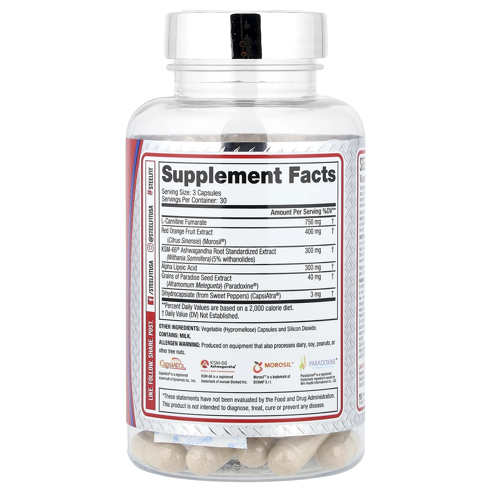 SteelFit, Steel Core®, метаболизатор висцерального жира, 90 капсул