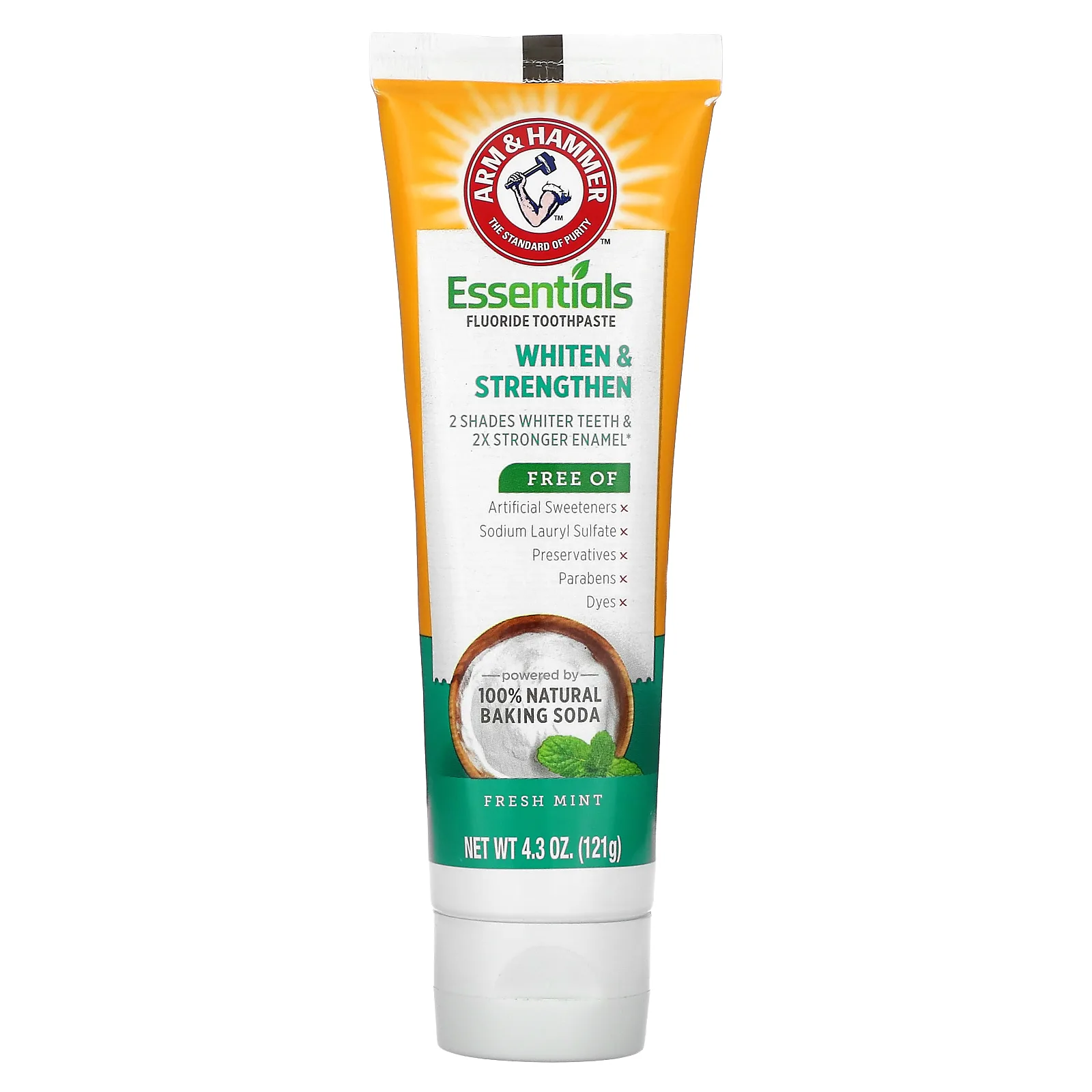 Arm & Hammer, Whiten & Strengthen, зубная паста с незаменимыми фторами, свежая мята, 121 г (4,3 унции)