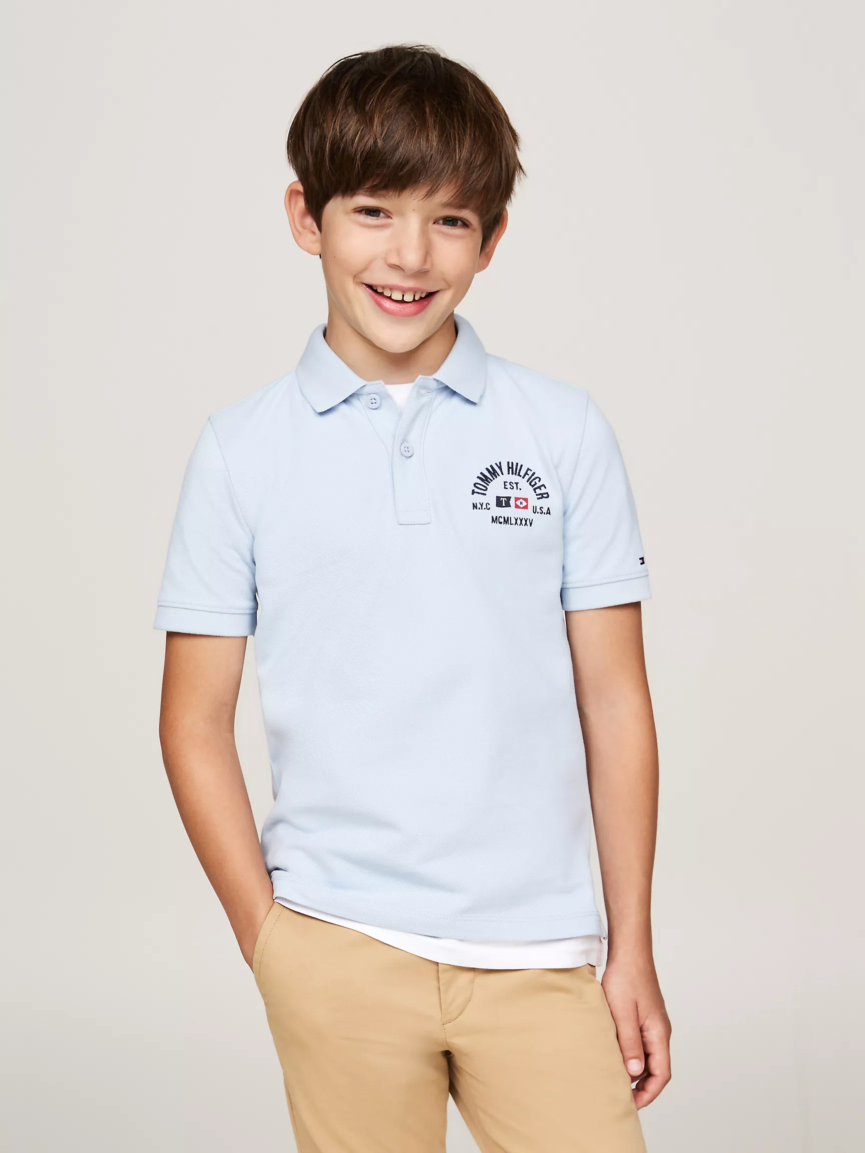 Рубашка-поло для мальчиков Tommy Hilfiger, Детское поло с вышитым логотипом флага в форме арки
