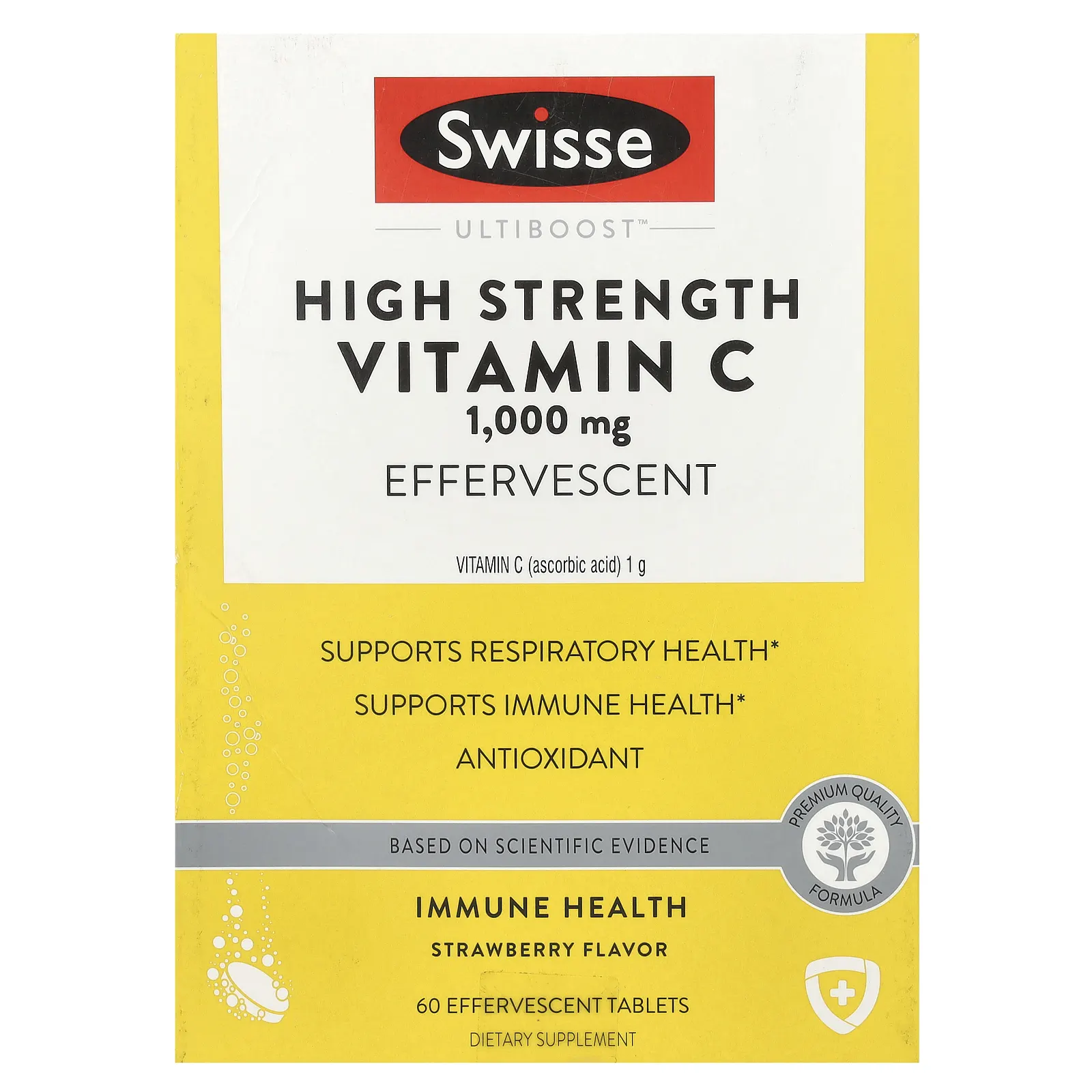 Swisse, Ultiboost ™, витамин C высокой эффективности, клубника, 1000 мг, 3 тюбика, 20 шипучих таблеток в каждой