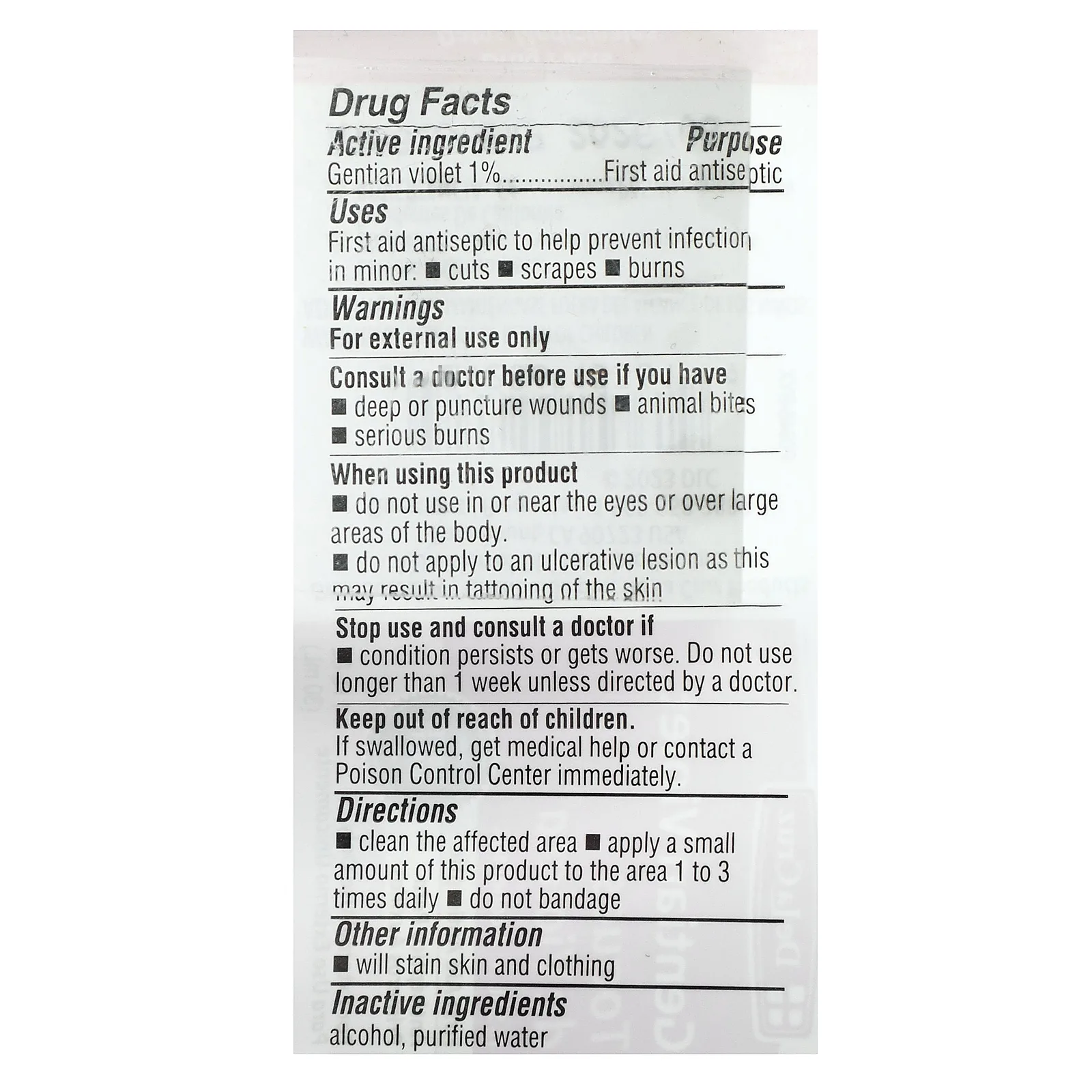 De La Cruz, Генциановый фиолетовый, антисептик для первой помощи, 1 унция (30 мл)