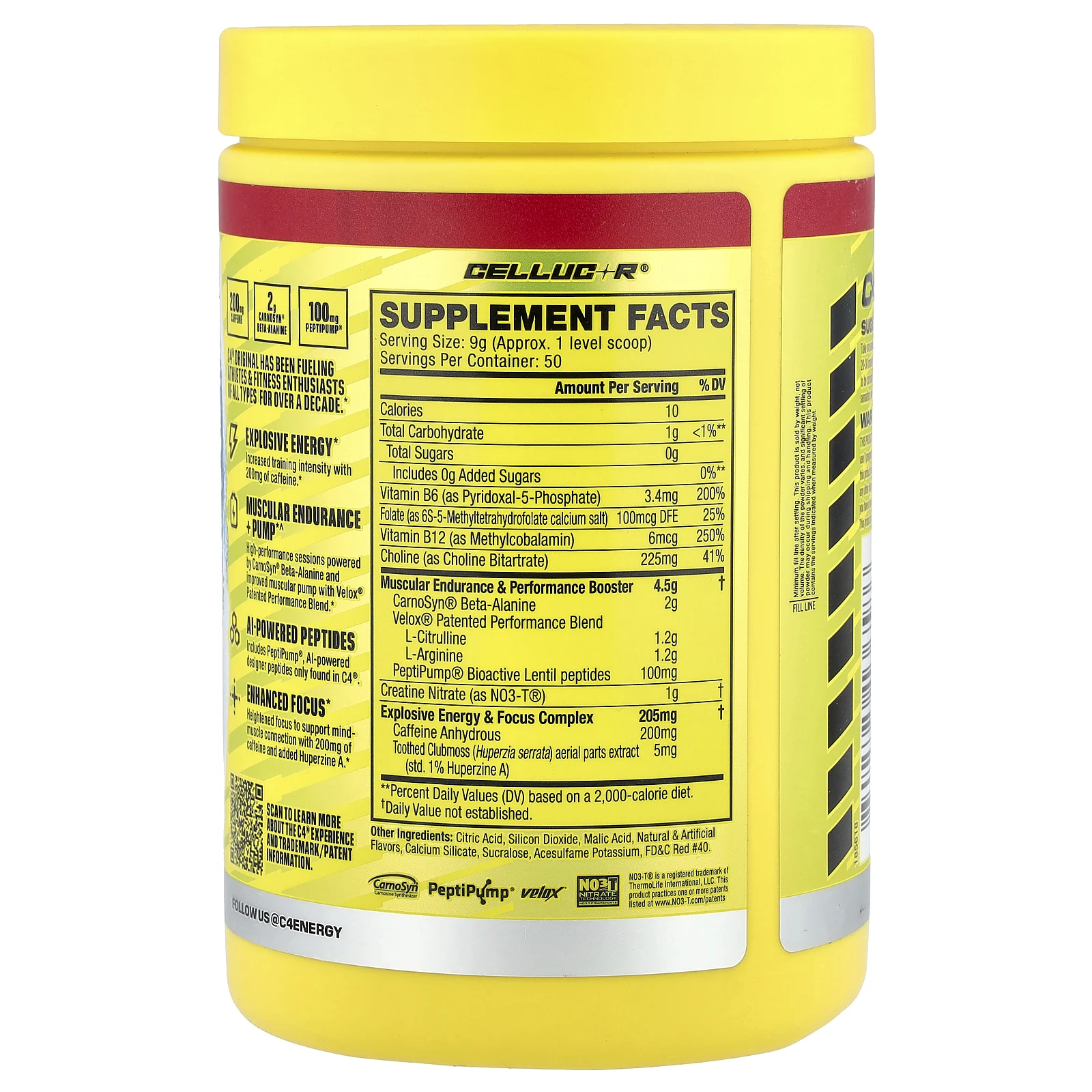 C4 / Cellucor, C4® Original, предтренировочный комплекс, Hawaiian Punch® Fruit Juicy Red™, 450 г (15,9 унции)