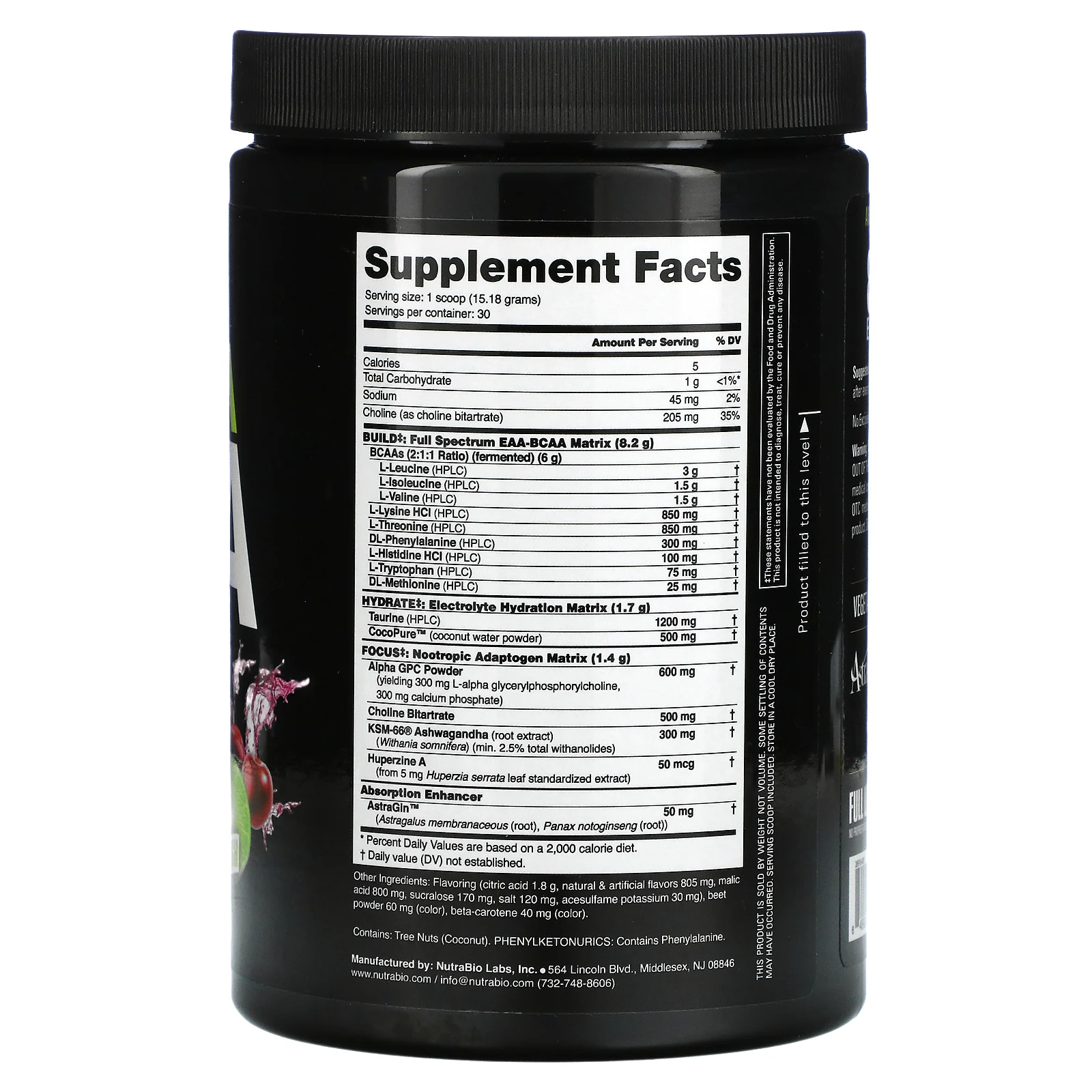 NutraBio, Альфа EAA, вишня с лаймом, 455 г