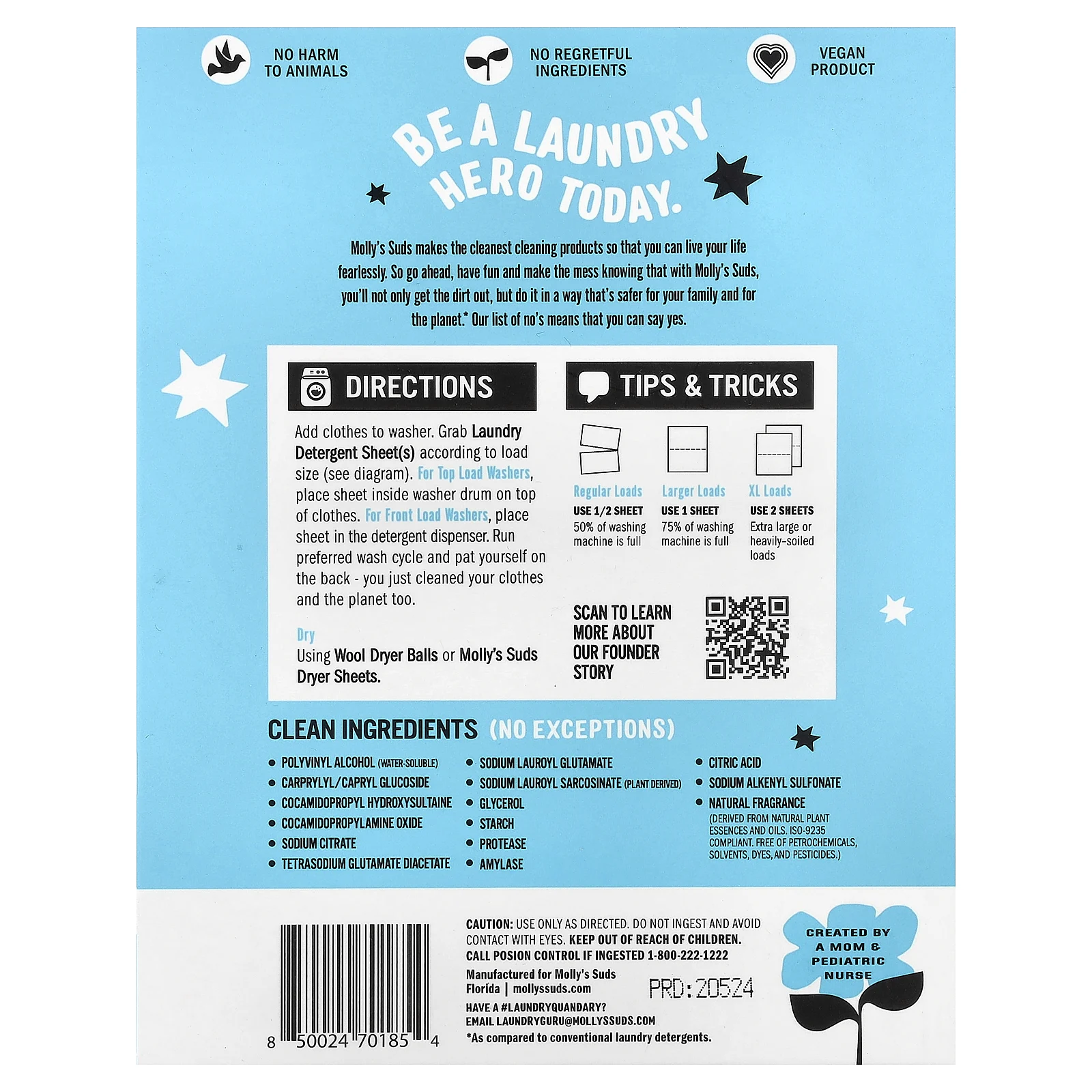 Molly's Suds, средство для стирки, перечная мята, 35 шт.