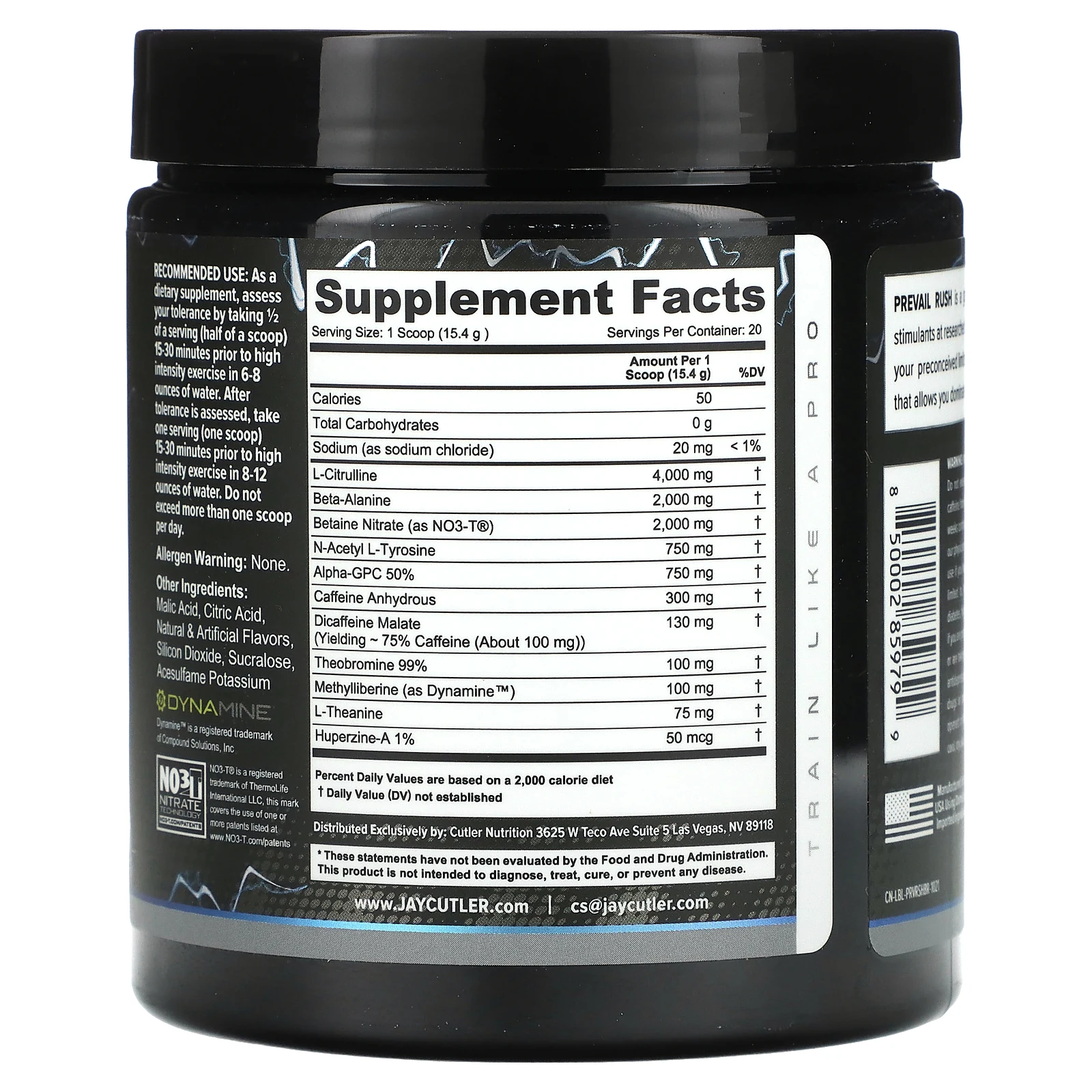 Cutler Nutrition, Prevail Rush, High-Stim Formula, синий цвет, 308 г (10,86 унции)