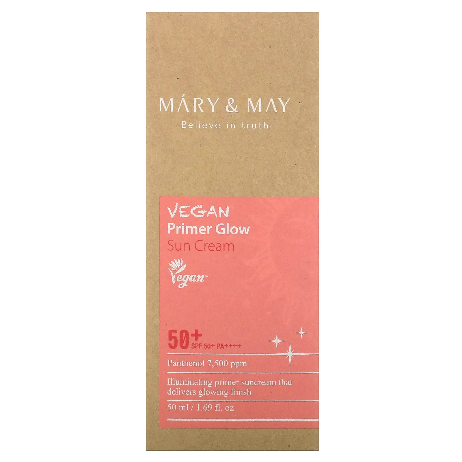 Mary & May, Vegan Primer, солнцезащитный крем для сияния кожи, SPF 50+ PA ++++, 50 мл (1,69 жидк. Унции)