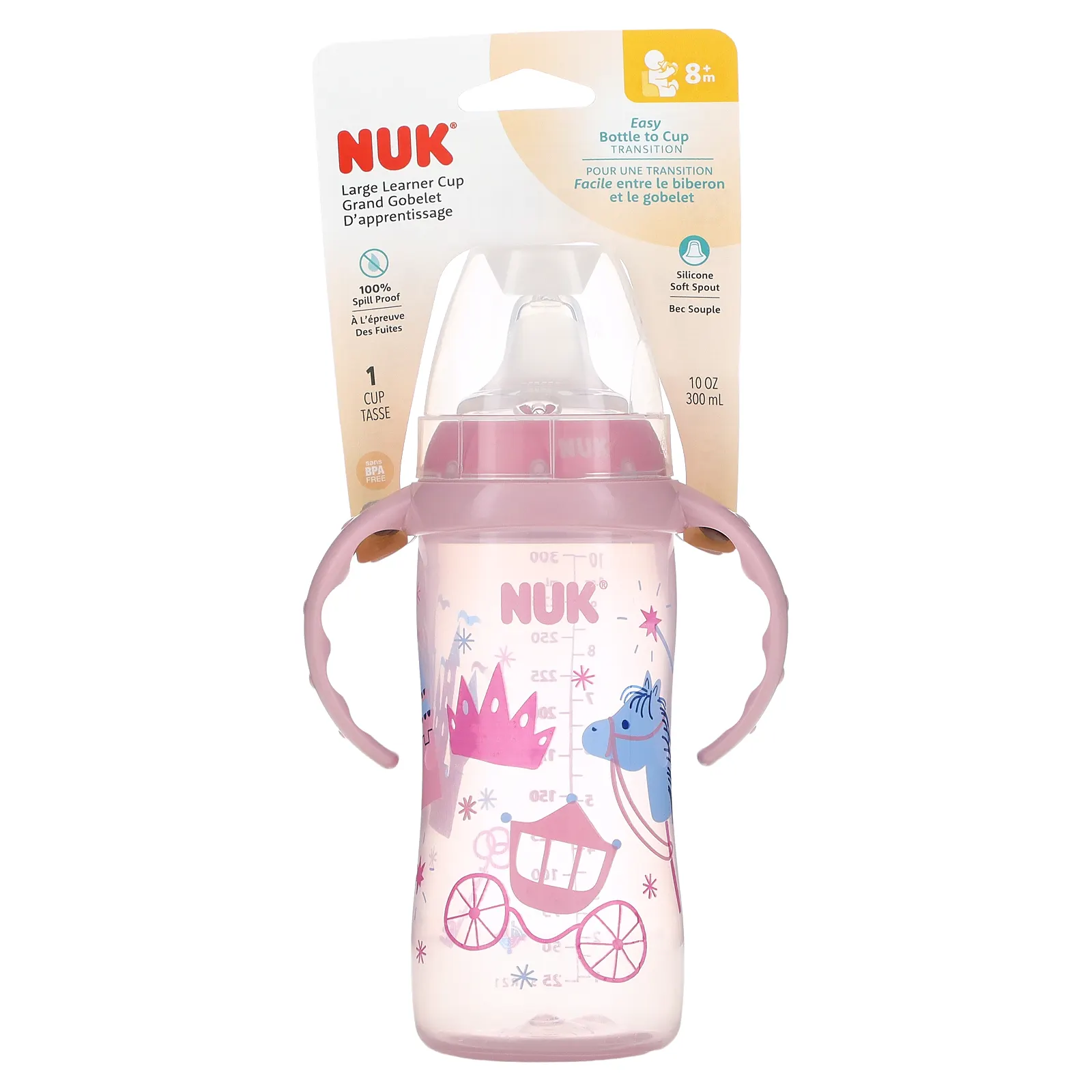 NUK, Large Learner Cup, для детей от 8 месяцев, розовый, 1 упаковка, 300 мл (10 унций)