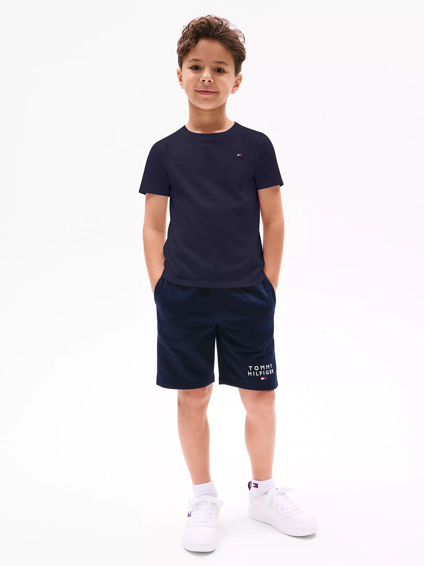 Футболка Tommy Hilfiger для мальчиков и девочек, Детская однотонная футболка с круглым вырезом