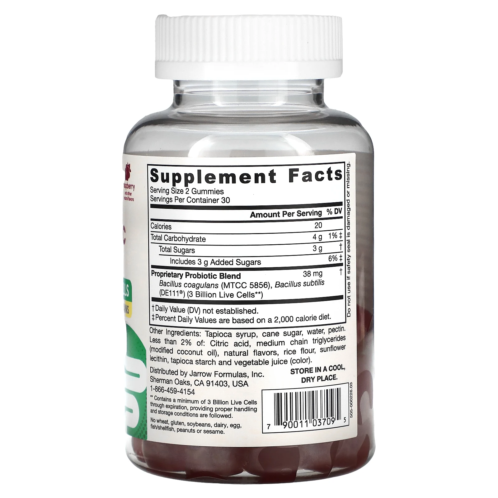 Jarrow Formulas, Пробиотический дуэт, малина, 60 жевательных таблеток