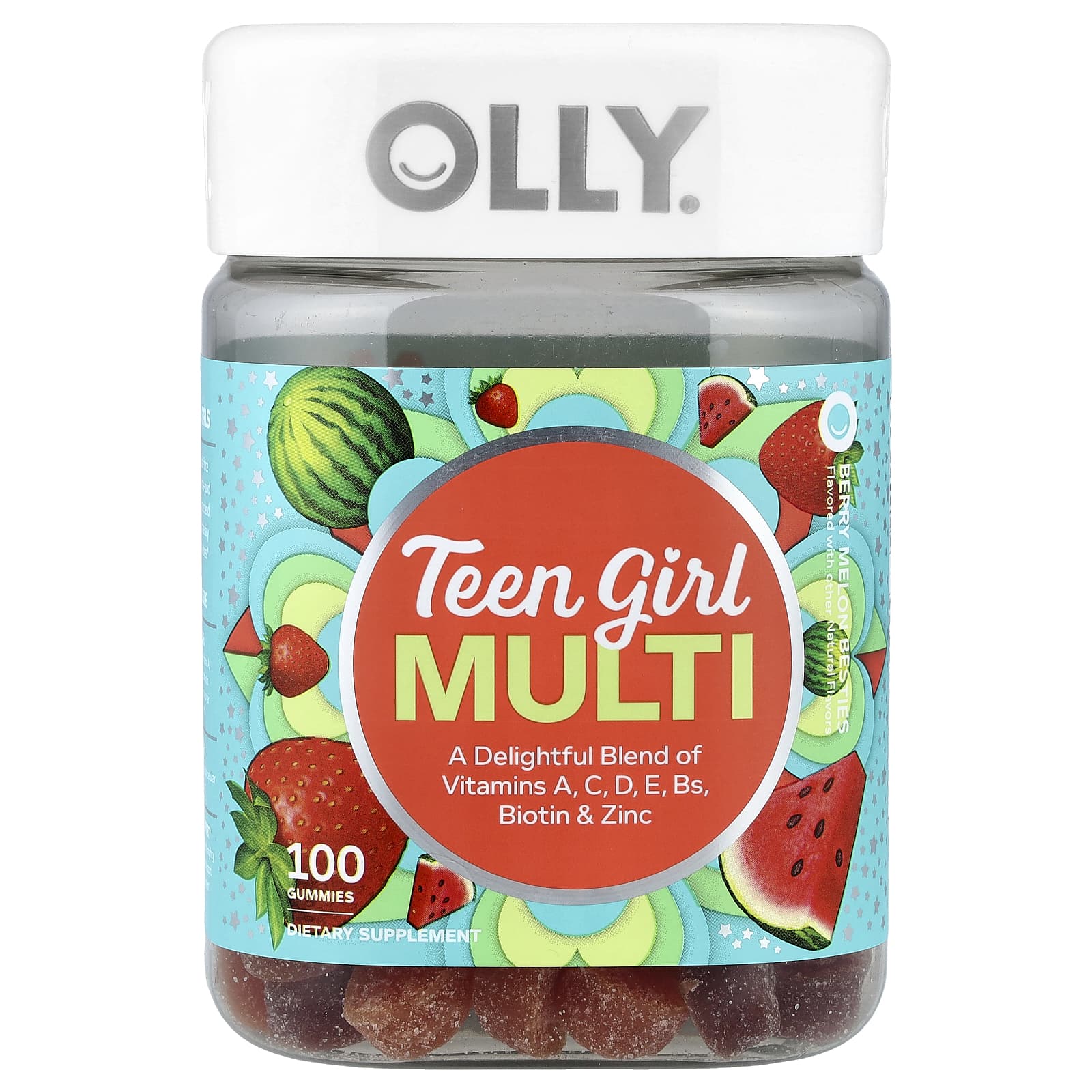 OLLY, Multi Gummies, мультивитамины для девочек-подростков, ягоды и дыня, 100 жевательных таблеток