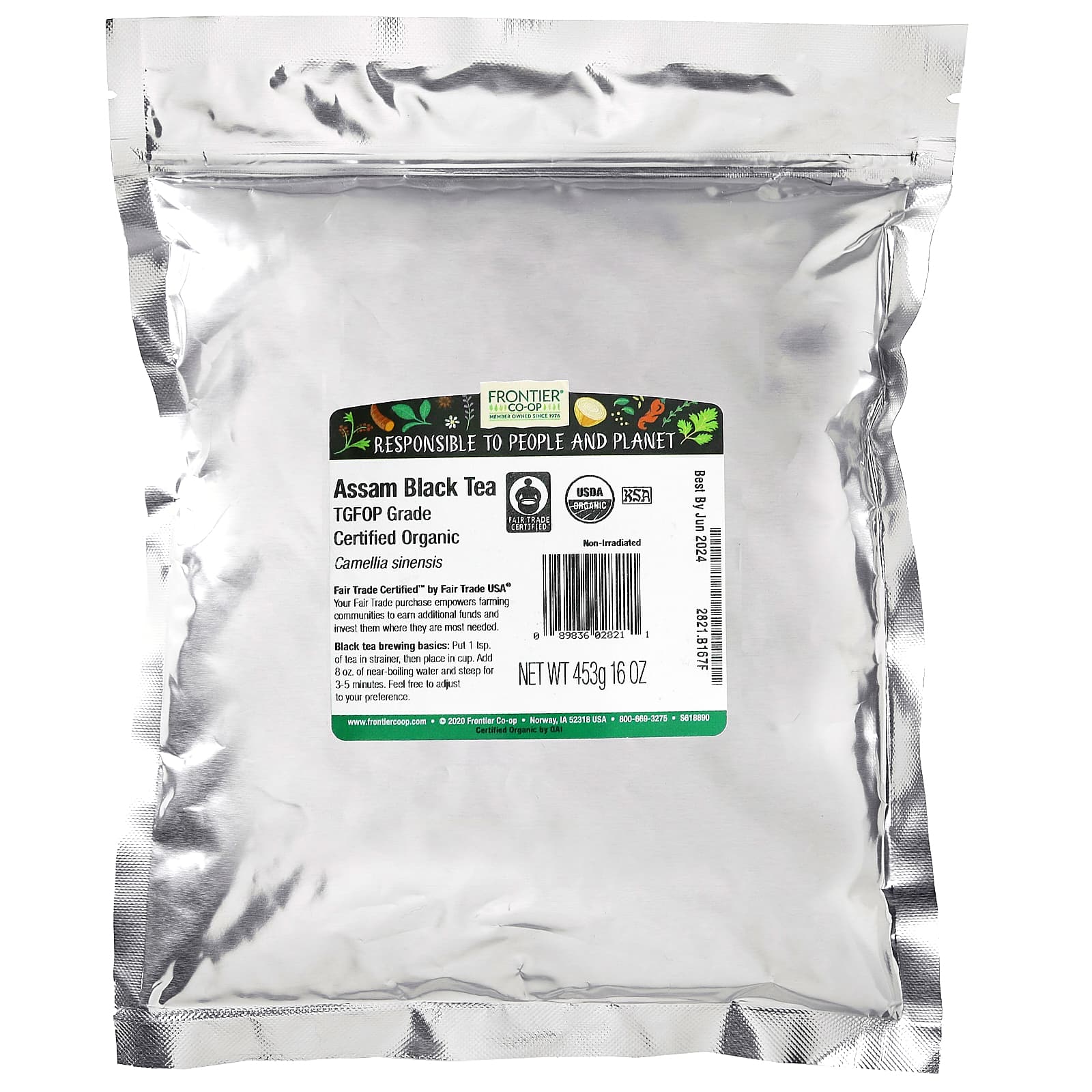 Frontier Co-op, Органический типсовый черный чай ассам, Fair Trade, категория Tippy Golden FOP, 453 г (16 унций)