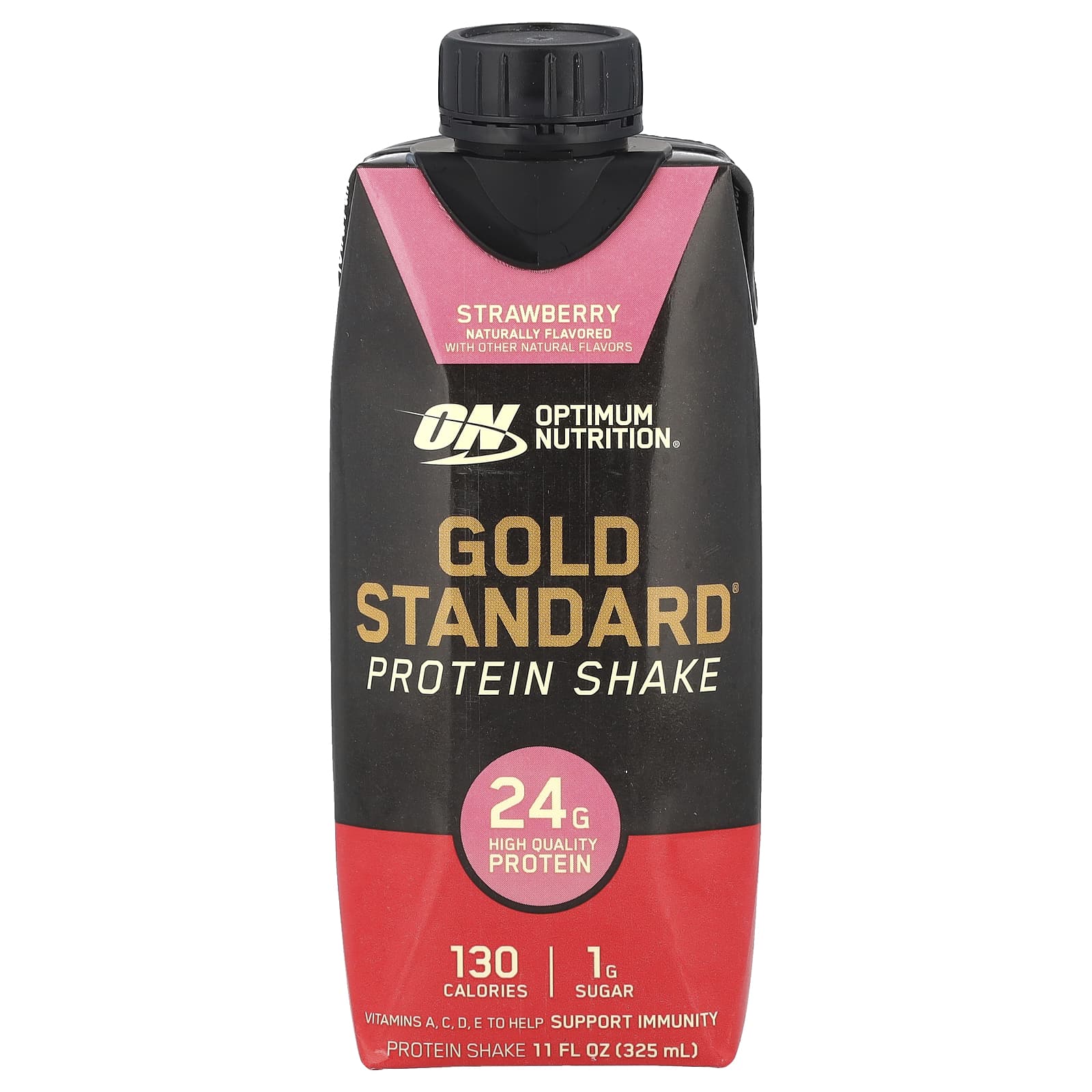 Optimum Nutrition, Протеиновый коктейль Gold Standard®, клубника, 4 коробки по 325 мл (11 жидк. Унций)