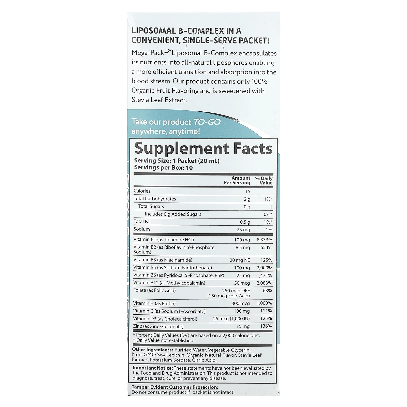 Aurora Nutrascience, Липосомальный комплекс витаминов группы B, 10 пакетиков по 20 мл (0,68 жидк. Унции)