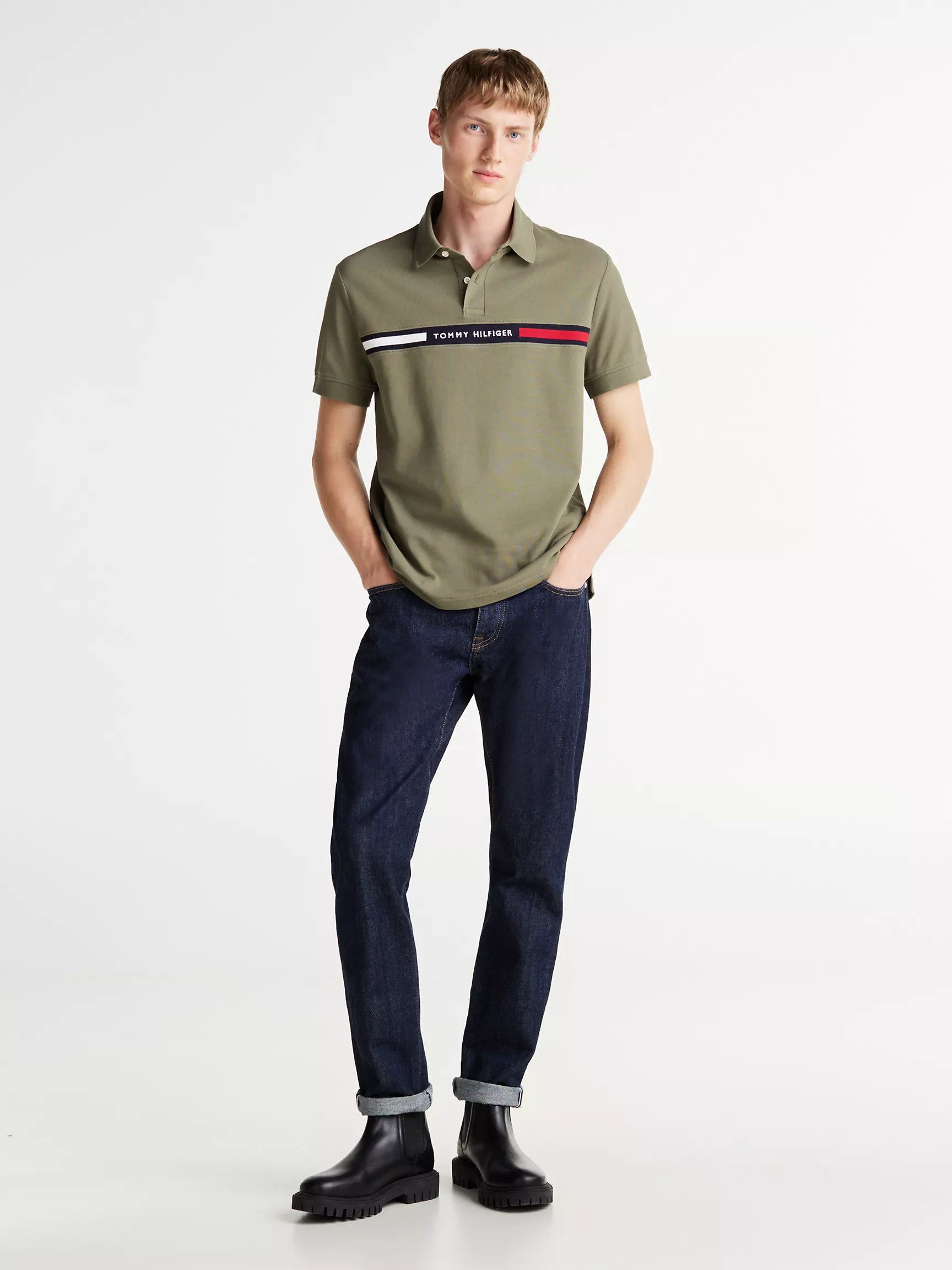 Мужское поло Tommy Hilfiger, Полосатое поло стандартного кроя с вышивкой