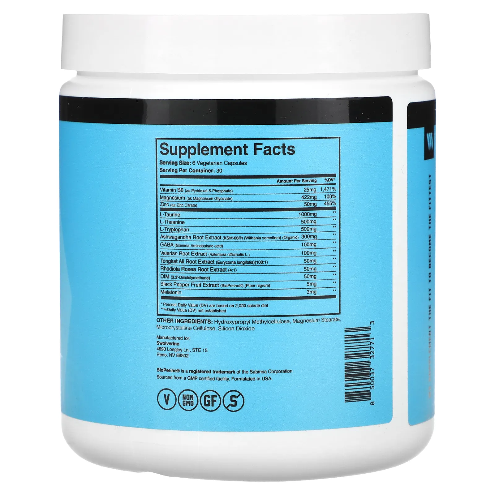 Swolverine, ZMT, 180 Capsules