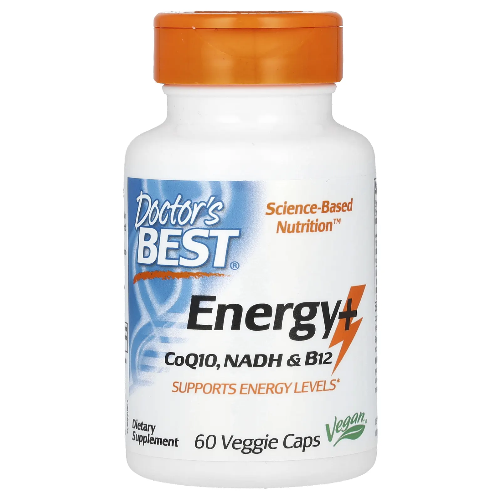 Doctor's Best, Energy+ CoQ10, NADH и B12, 60 вегетарианских капсул