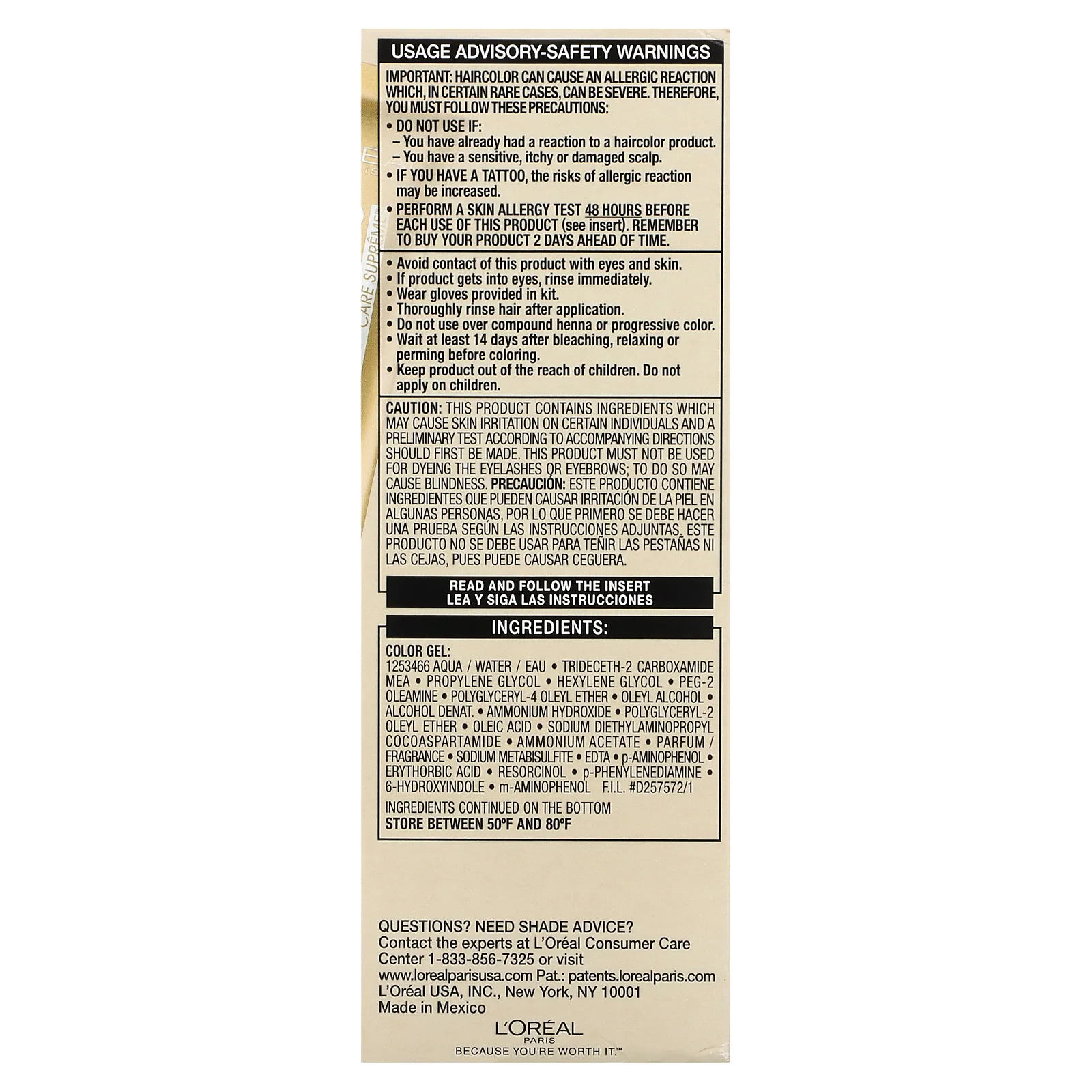 L'Oréal, Superior Preference, сияющий, не выцветающий оттенок, золотистый блонд 8G, 1 нанесение