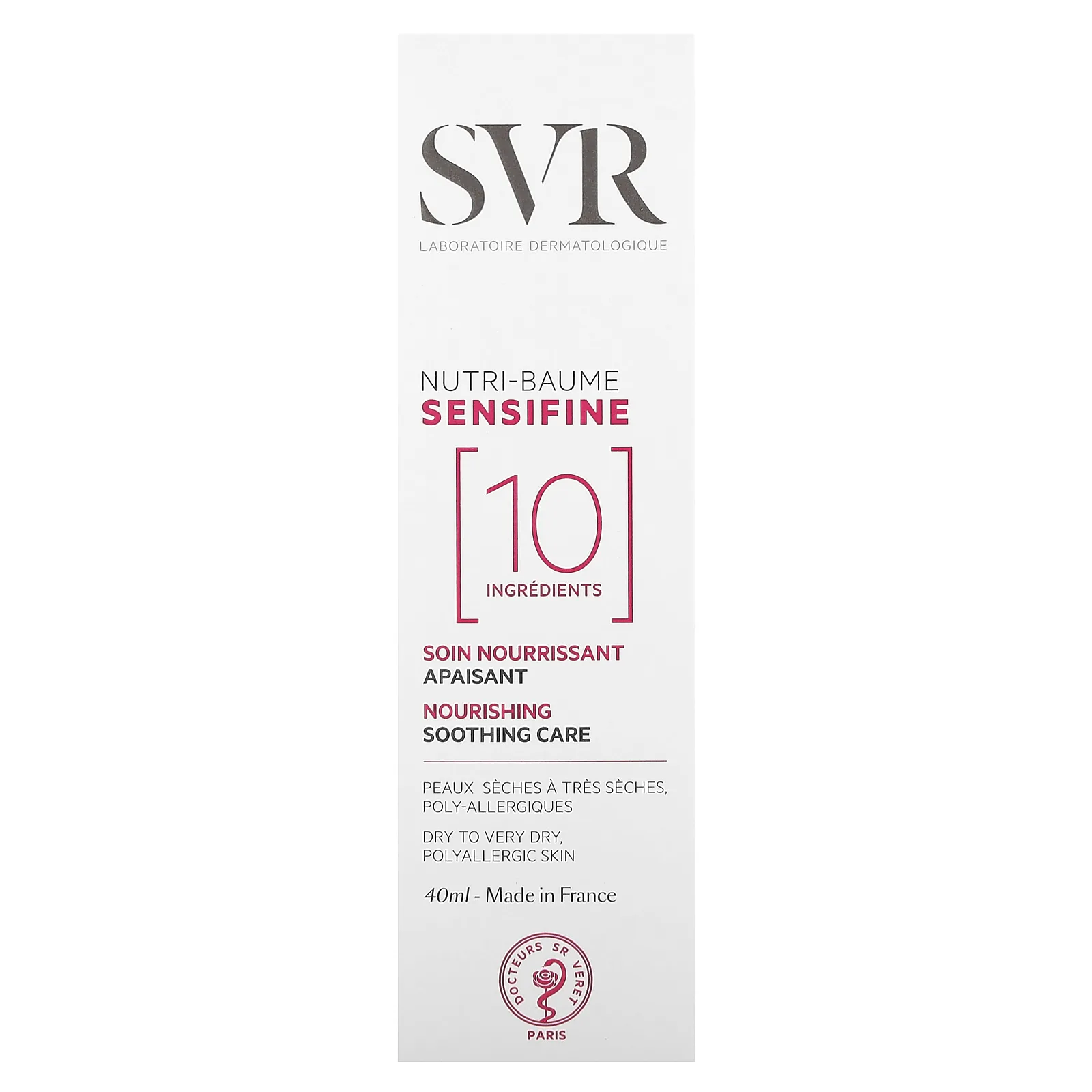 SVR, Sensifine, питательный бальзам, без отдушек, 40 мл (1,4 жидк. унции)