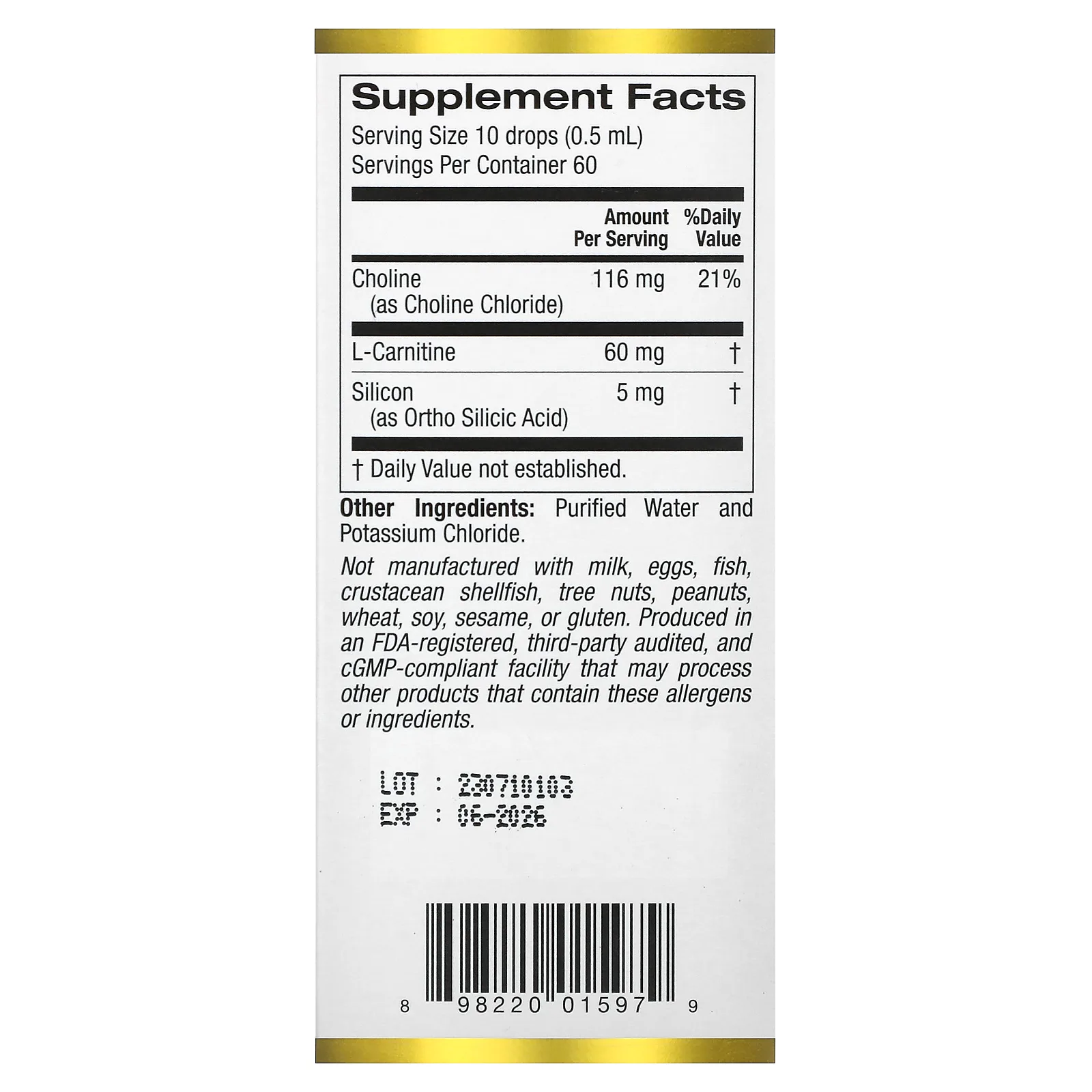 California Gold Nutrition, Холиновый и кремниевый комплекс, биодоступный и стабилизированный кремний (в виде ортокремниевой кислоты, OSA) для поддержки коллагена, 30 мл (1 жидк. унция)