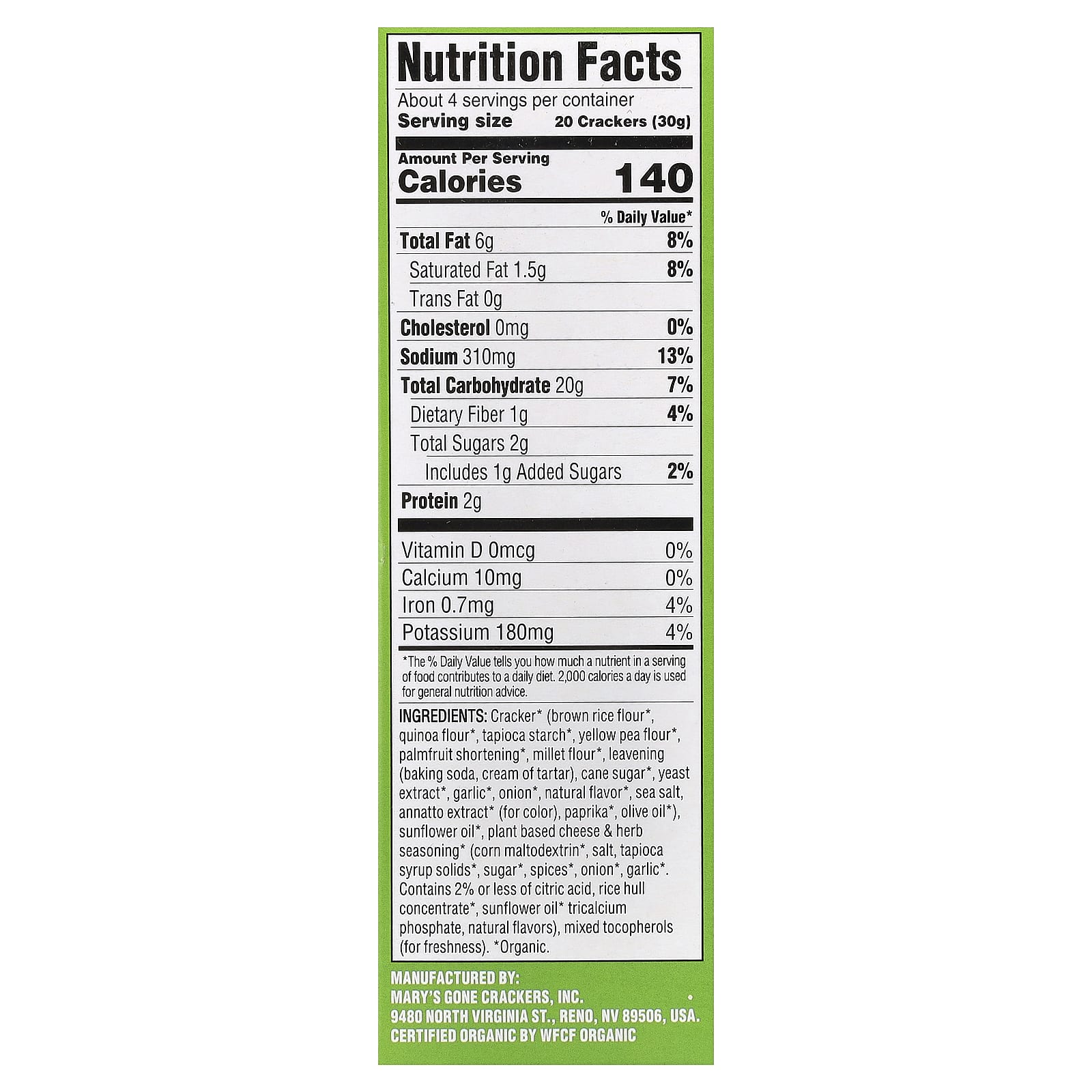 Mary's Gone Crackers, органические крекеры-снеки, сыр и травы, 113 г (4 унции)