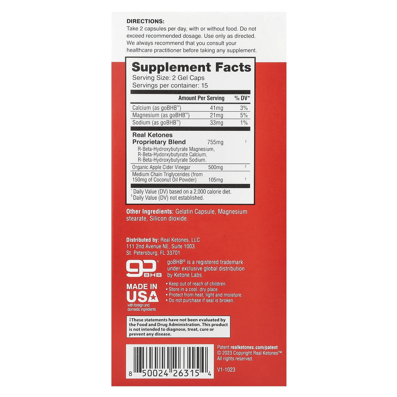 Real Ketones, Кетоновый яблочный уксус, 30 капсул