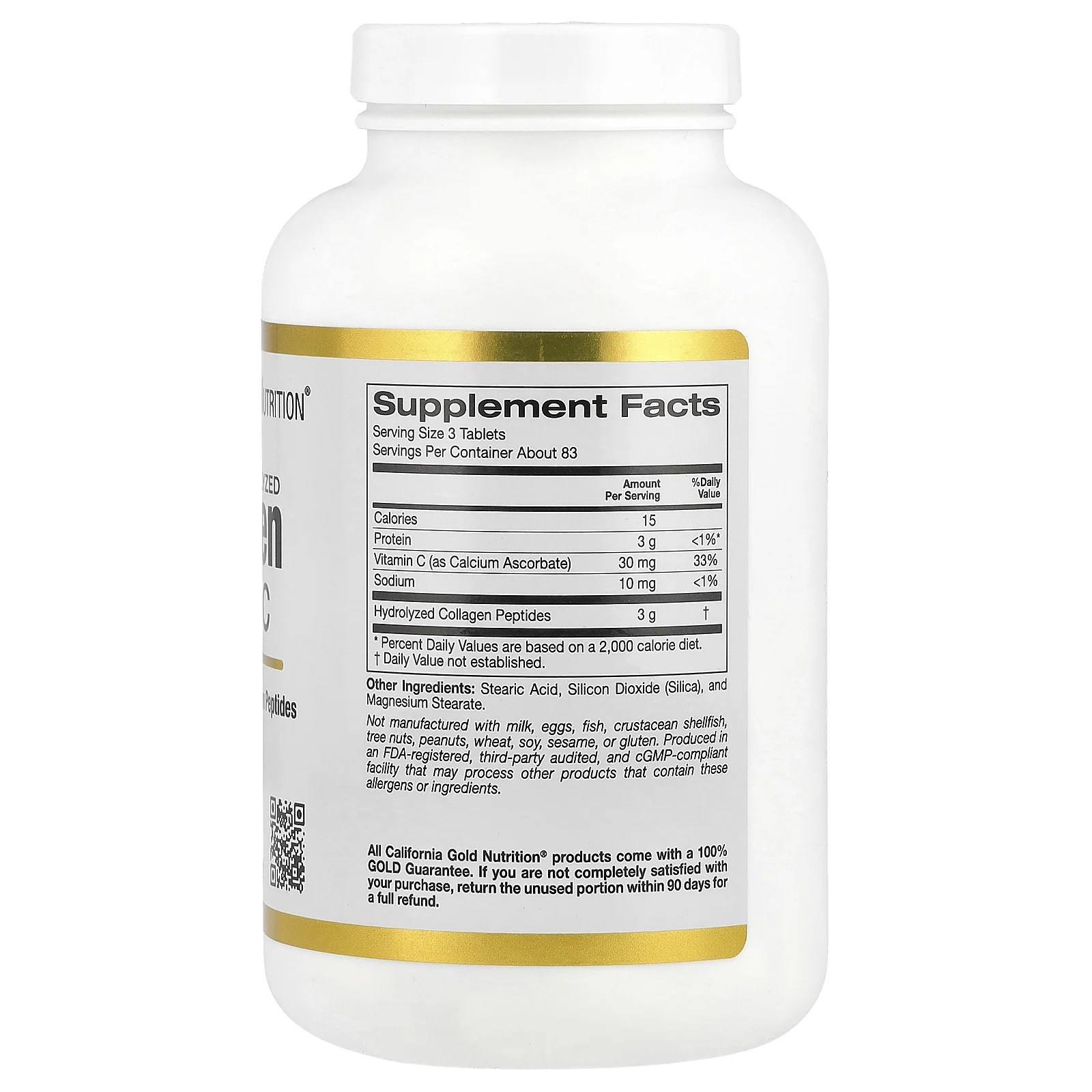 California Gold Nutrition, пептиды гидролизованного коллагена с витамином C, тип 1 и 3, 250 таблеток