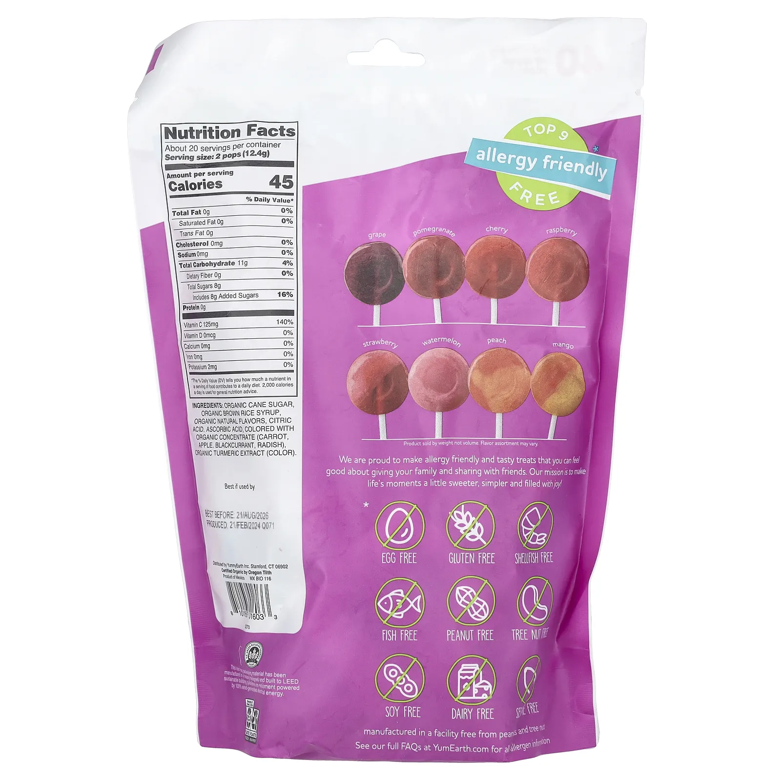 YumEarth, Органические леденцы с витамином C, ассорти, 40 леденцов в индивидуальной упаковке, 248 г (8,7 унции)