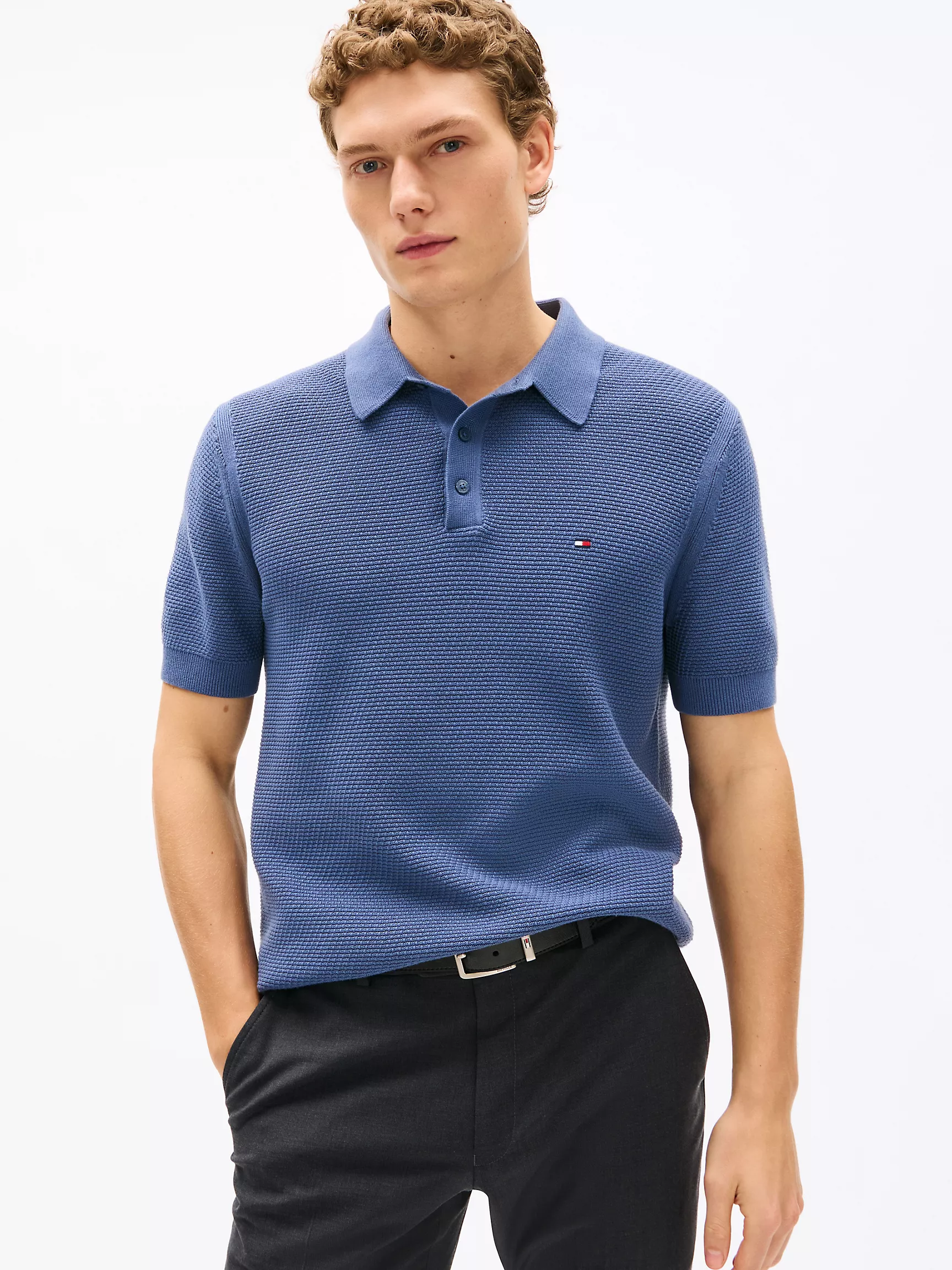Мужской свитер Tommy Hilfiger, Свитер-поло с узором "прямоугольные стежки"