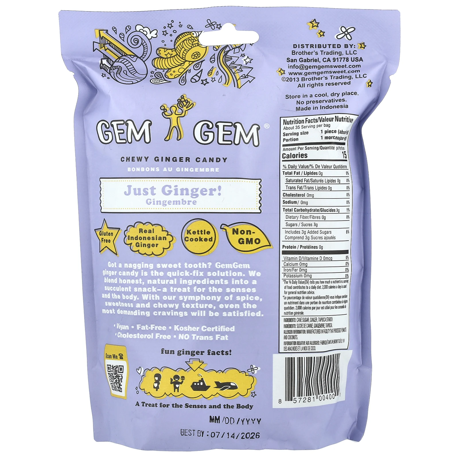 Jayone, Chewy Ginger Candy, просто имбирь, 141,8 г (5 унций)