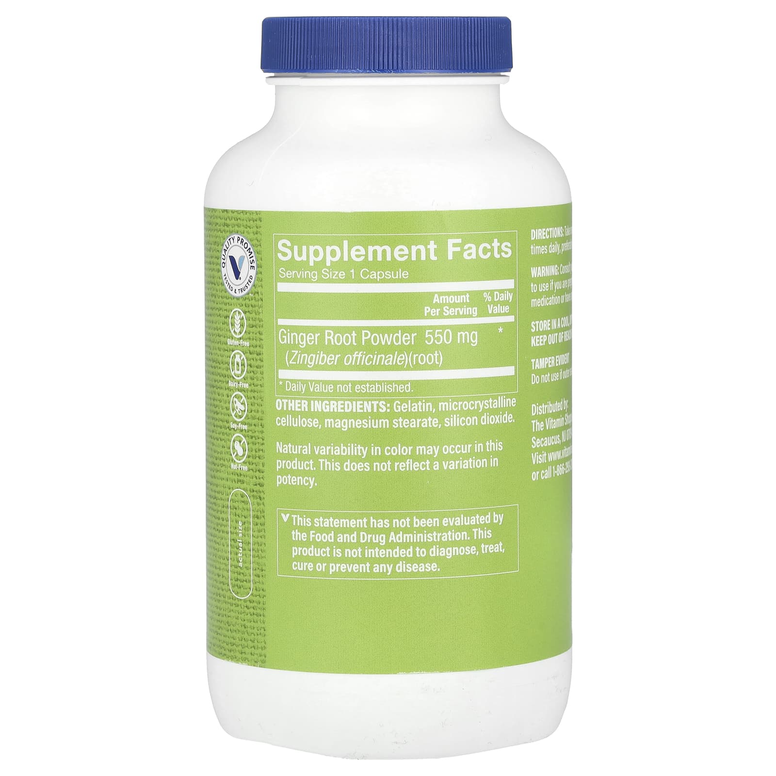 The Vitamin Shoppe, Корень имбиря, 550 мг, 300 капсул